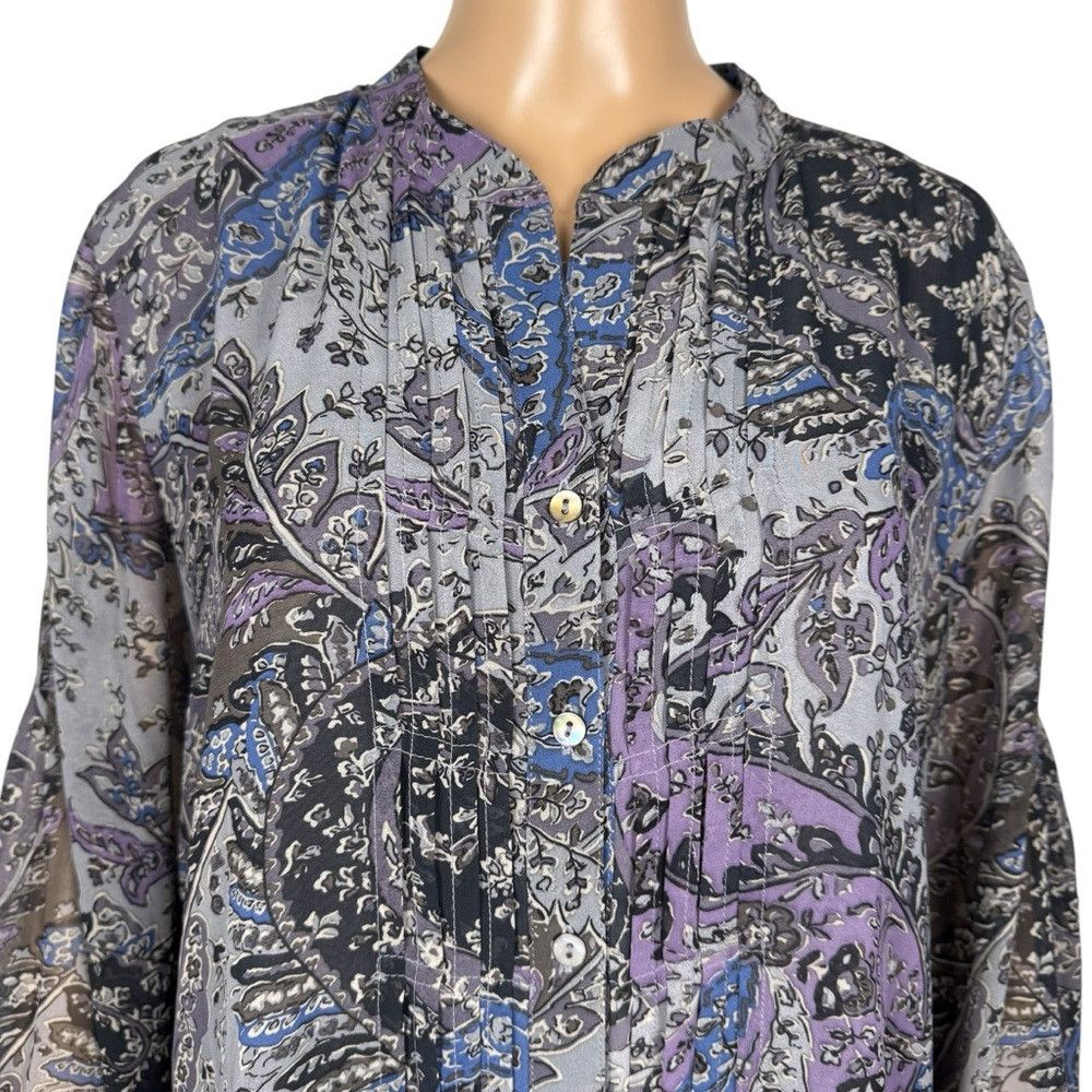 Coldwater Creek Coldwater Creek Chiffon Floral Front Pleated Blouse Size XL Size XL / US 12-14 / IT 48-50 - 2 Thumbnail
