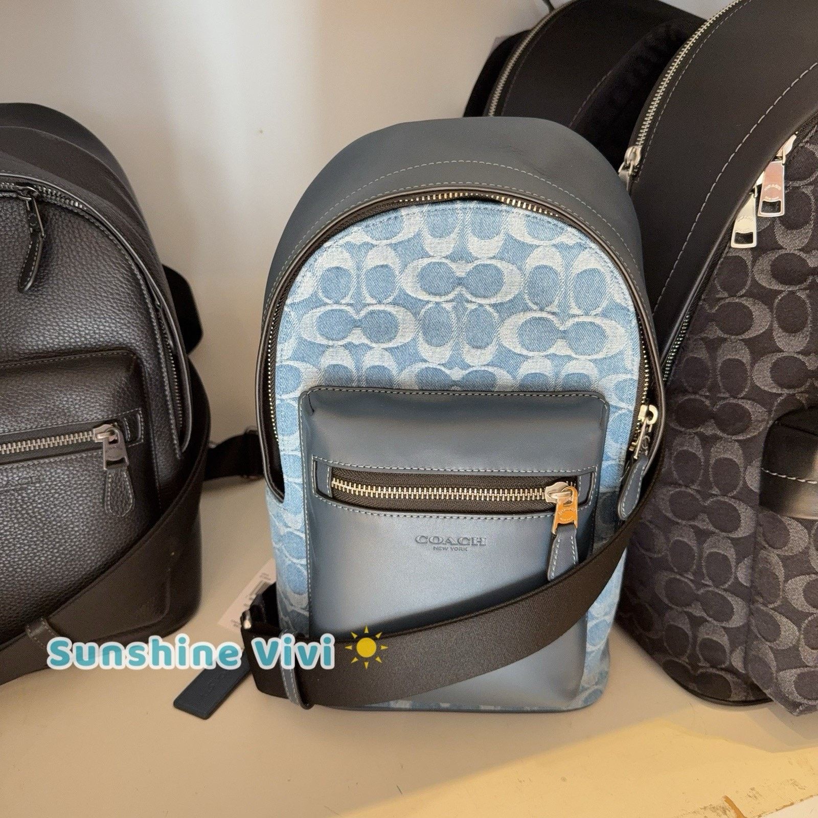 Coach NWT Coach MEN'S West Pack Signature Denim CDF25 Silver DENIM Size ONE SIZE - 1 Thumbnail