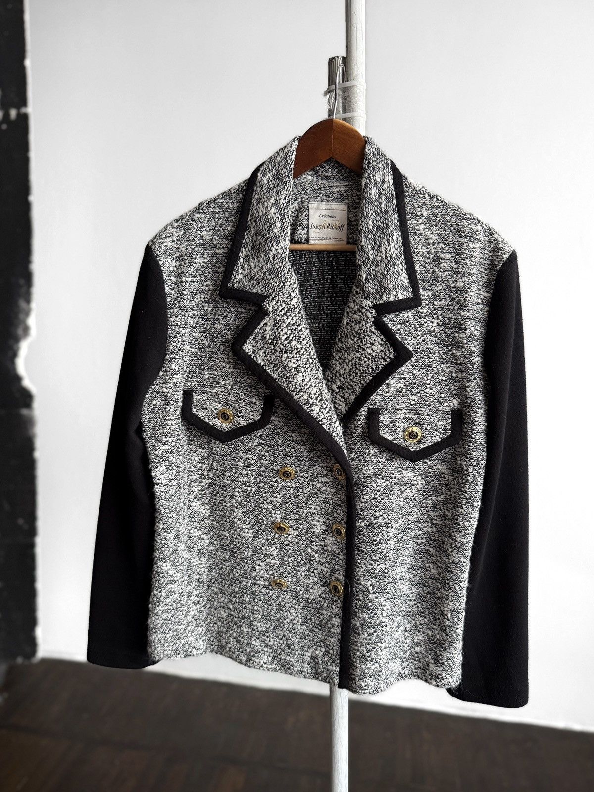 Joseph Ribkoff Joseph Ribkoff Wmns Blazer Jacket Tweed Double Breasted Size XL / US 12-14 / IT 48-50 - 4 Thumbnail
