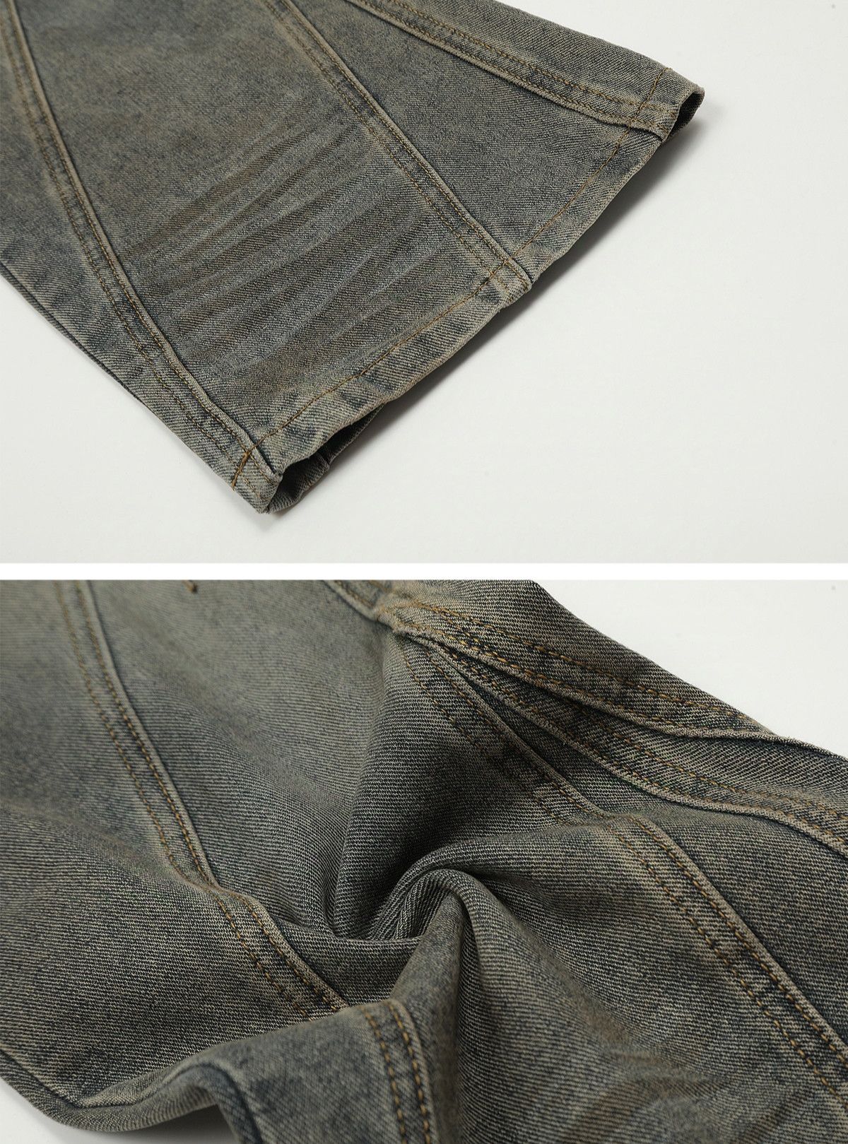 Jean × Vintage Mud Dyed Jeans Damaged Pleated Size US 29 - 6 Thumbnail