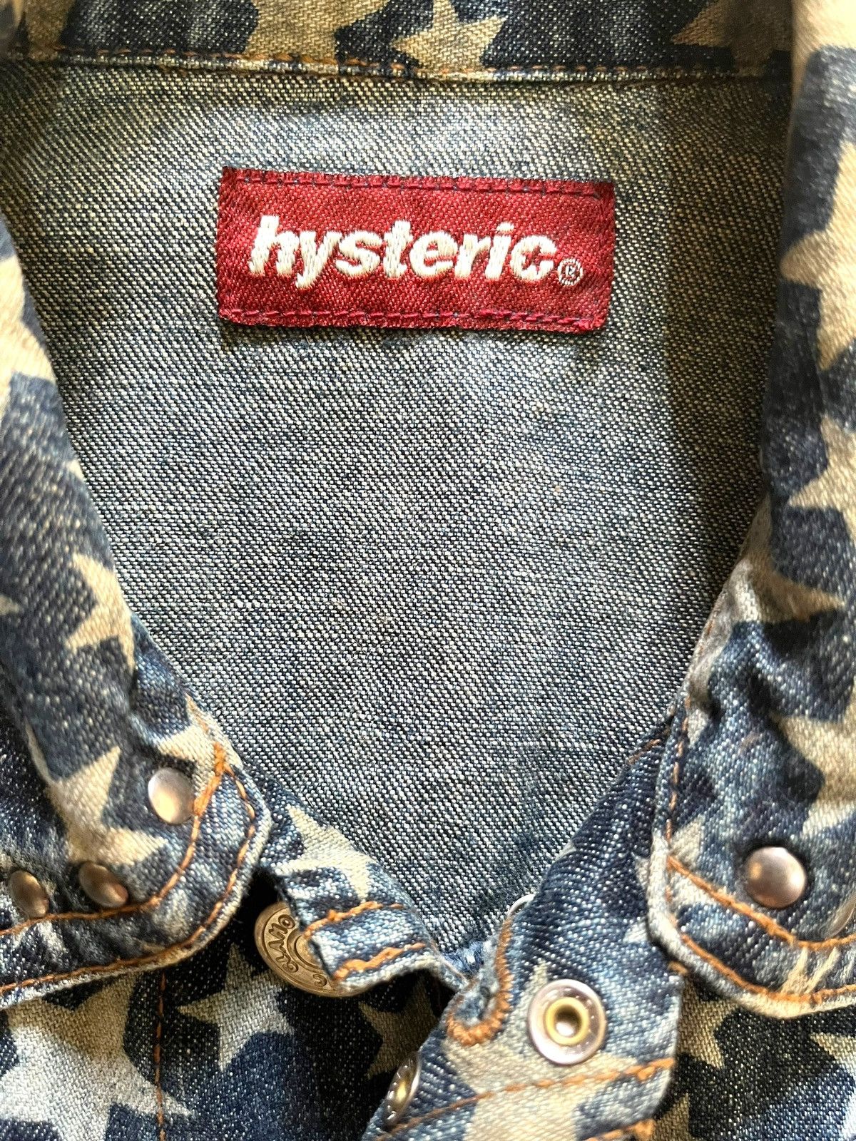 Hysteric Glamour × Japanese Brand × Seditionaries Vintage Hysteric Allover Print Stars Studded Denim Shirts Size S / US 4 / IT 40 - 3 Thumbnail