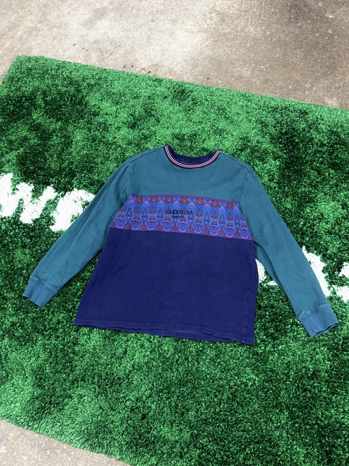 Supreme Supreme Paisley Stripe Euro Logo Long Sleeve Tee Medium SS19 Size US M / EU 48-50 / 2 - 1 Thumbnail