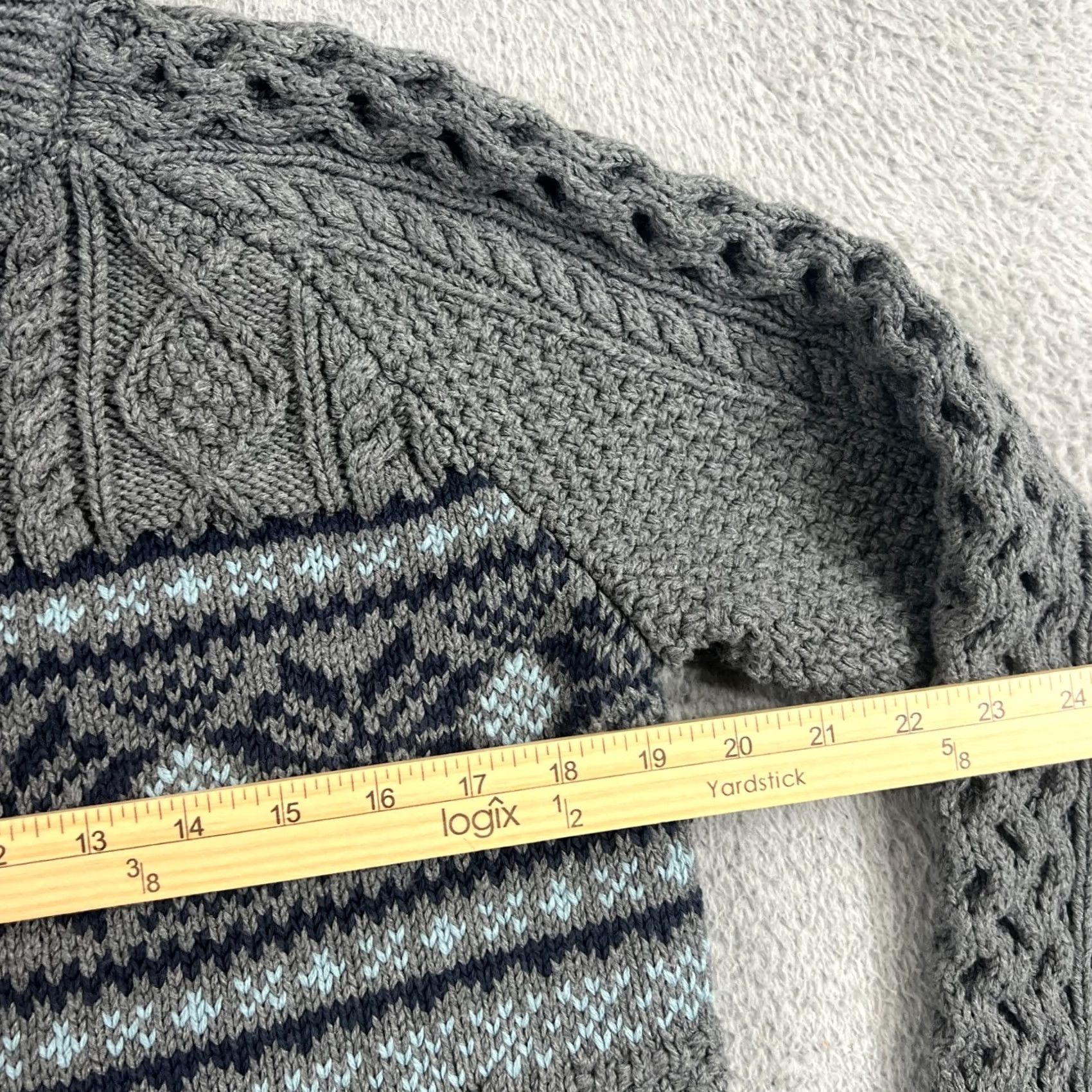 Vintage LL Bean Signature Cotton Fisherman Sweater Fair Isle Gray Blue Sz Medium Size US M / EU 48-50 / 2 - 3 Thumbnail