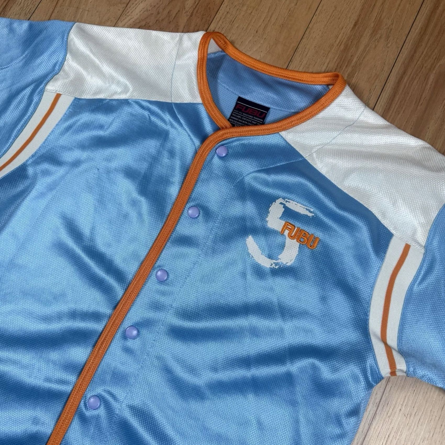Fubu VINTAGE FUBU Baseball Jersey Mens XL Powder Blue Button 05 Sports Series Y2K Sports Mens XL Blue Size US XL / EU 56 / 4 - 2 Thumbnail