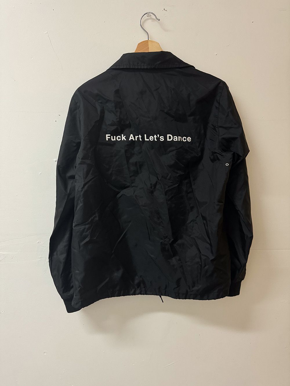 Image of A P C x Sophnet Black For Soph. Coach Jacket Fuck Art Let's Dance, Men's (Size Small)