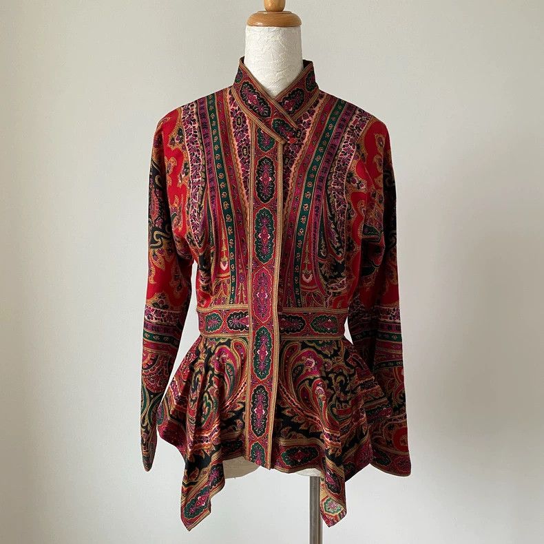 Kenzo KENZO Retro red ethnic pattern slanted collar long sleeve Size M / US 6-8 / IT 42-44 - 2 Thumbnail