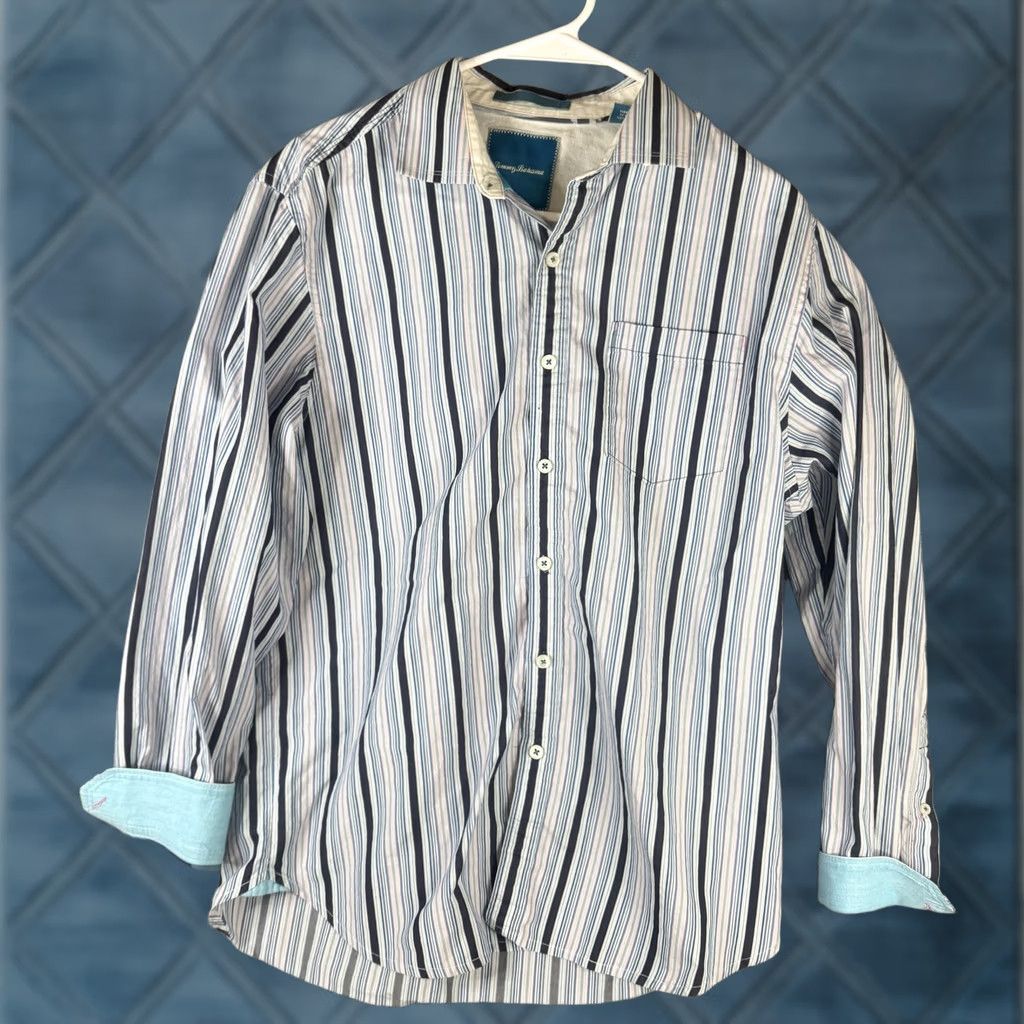 Tommy Bahama Tommy Bahama Shirt Mens M Blue Stripe Island Modern Fit Long Sleeve Cotton Shirt Size US M / EU 48-50 / 2 - 1 Thumbnail