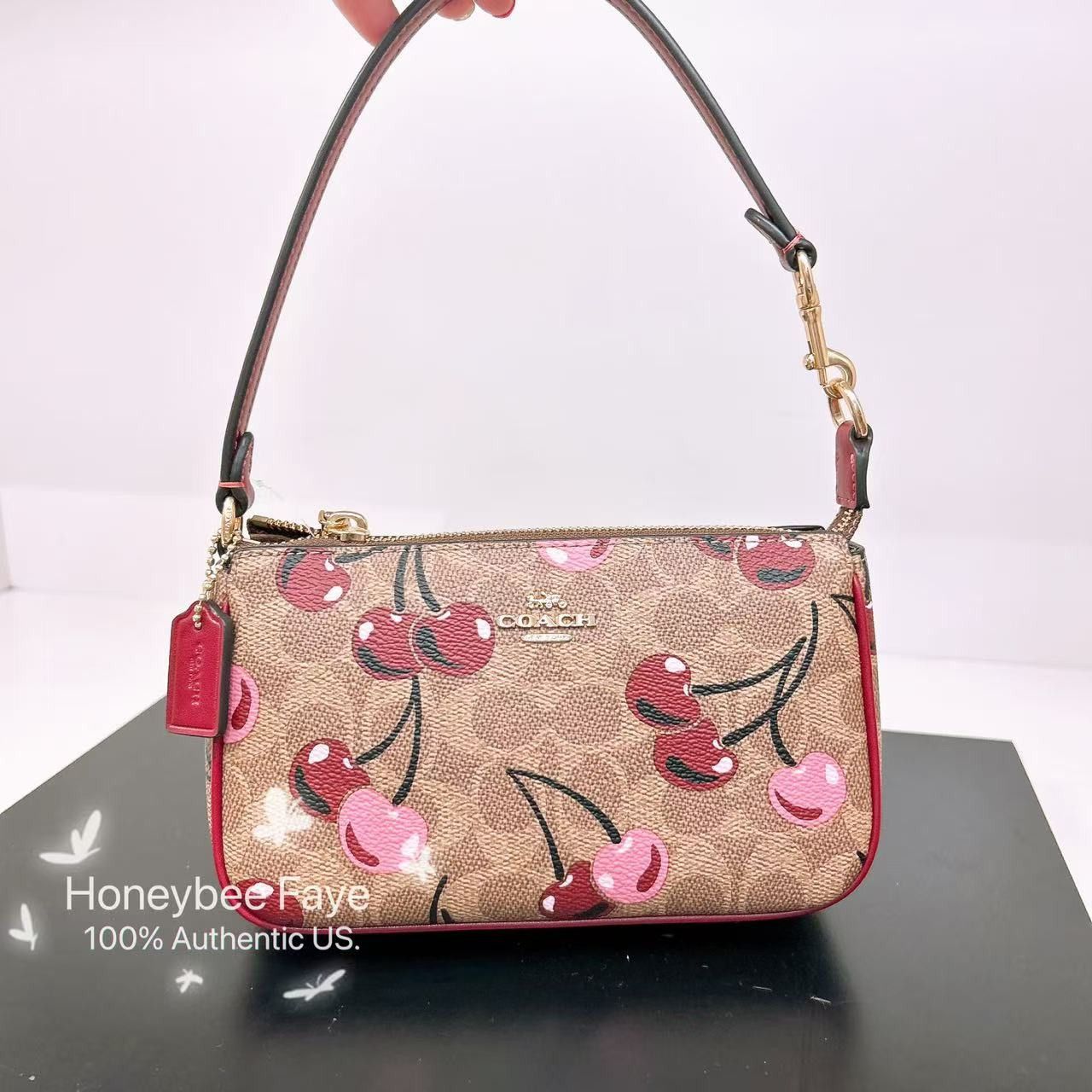Coach 🍒 Nolita 19 In Signature Canvas With Cherry Print CZ011 Size ONE SIZE - 3 Thumbnail