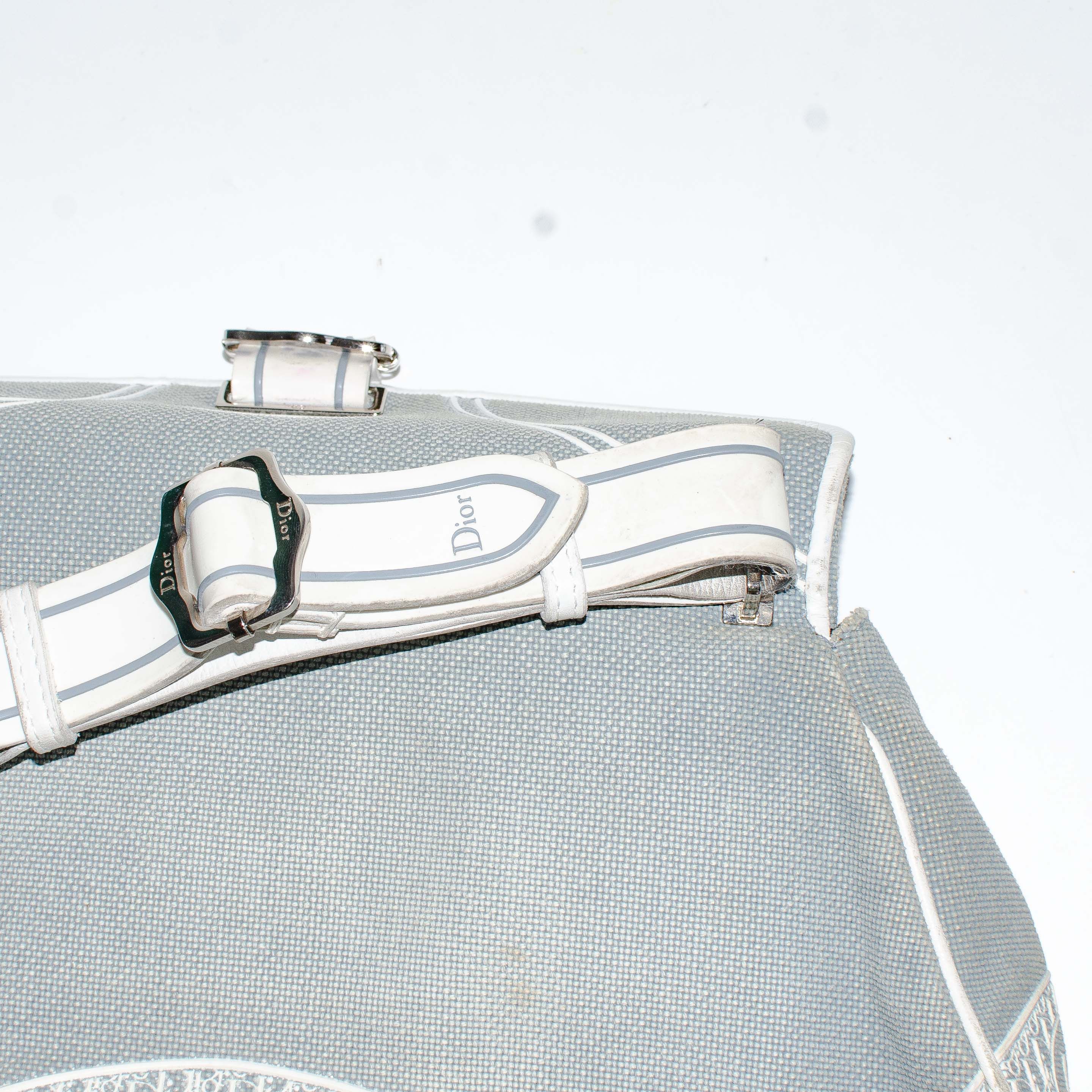 Dior Vintage Dior canvas shoulder bag in light blue / white. Size ONE SIZE - 11 Thumbnail