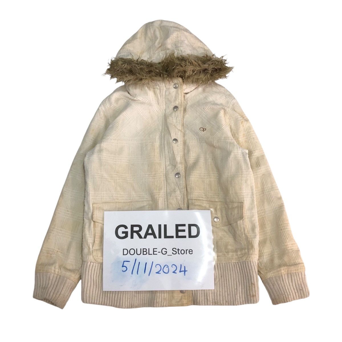 Japanese Brand 📌Vtg Corduroy Bomber Jacket Ocean Pacific Mink Fur Hoodie Size US L / EU 52-54 / 3 - 1 Thumbnail