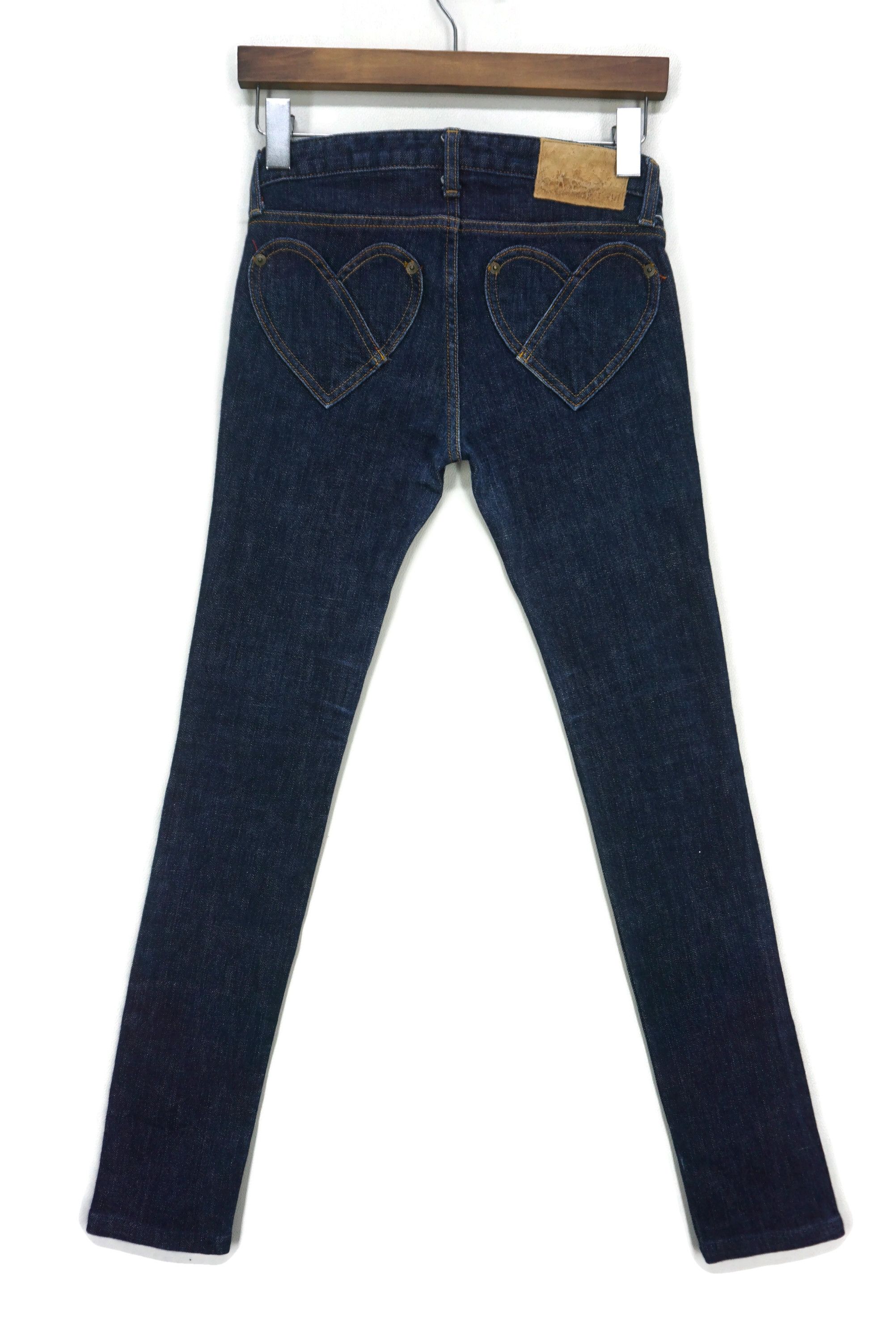 image of Rockers x Vintage X-Girl Skinny Punk Love Shape Pocket Kim Gordon Jeans in Blue, Women's (Size 24)