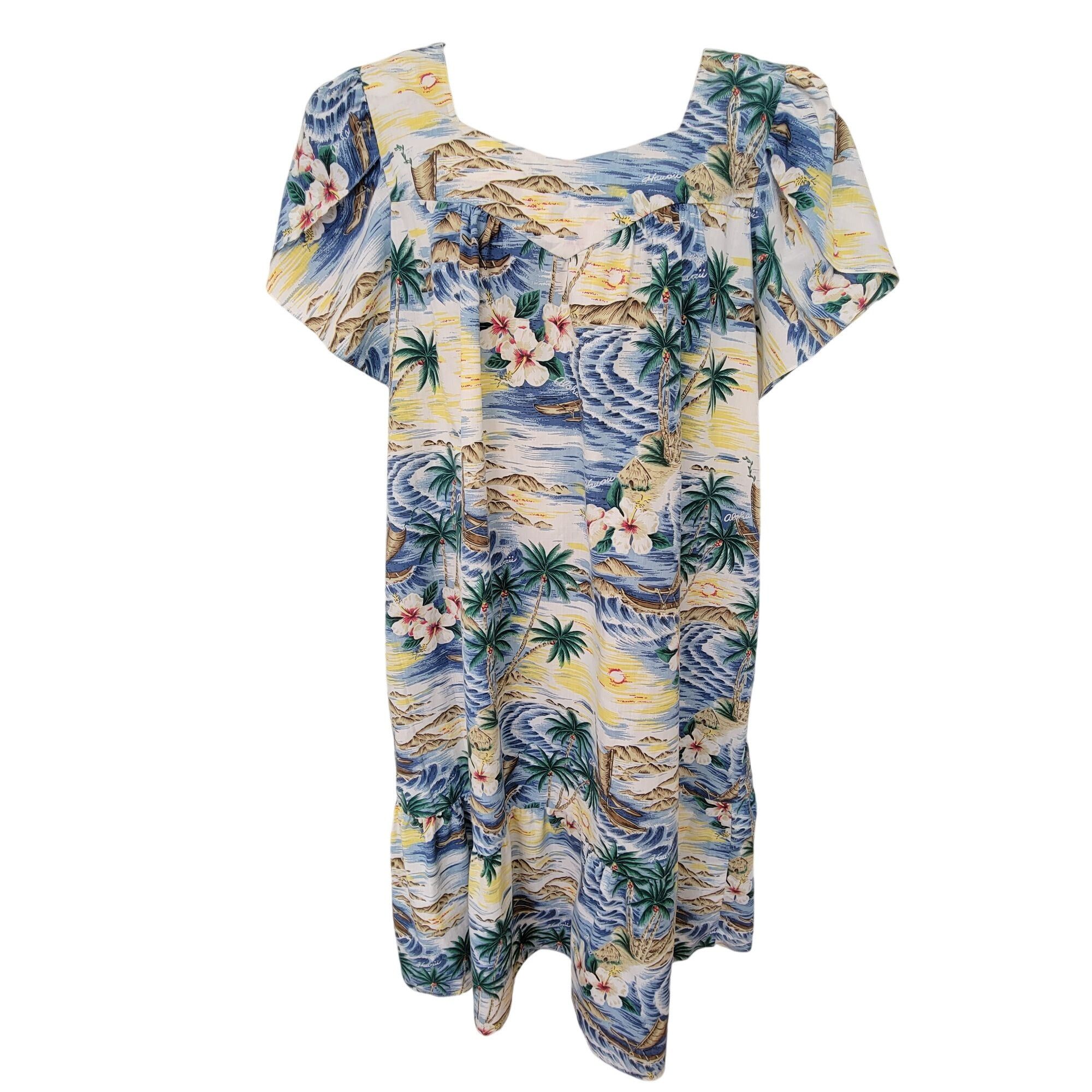 Vintage Vintage KYS Hawaiian 3XL House Dress Pocket Tropical Floral Size 3XL / US 20-22 - 1 Thumbnail