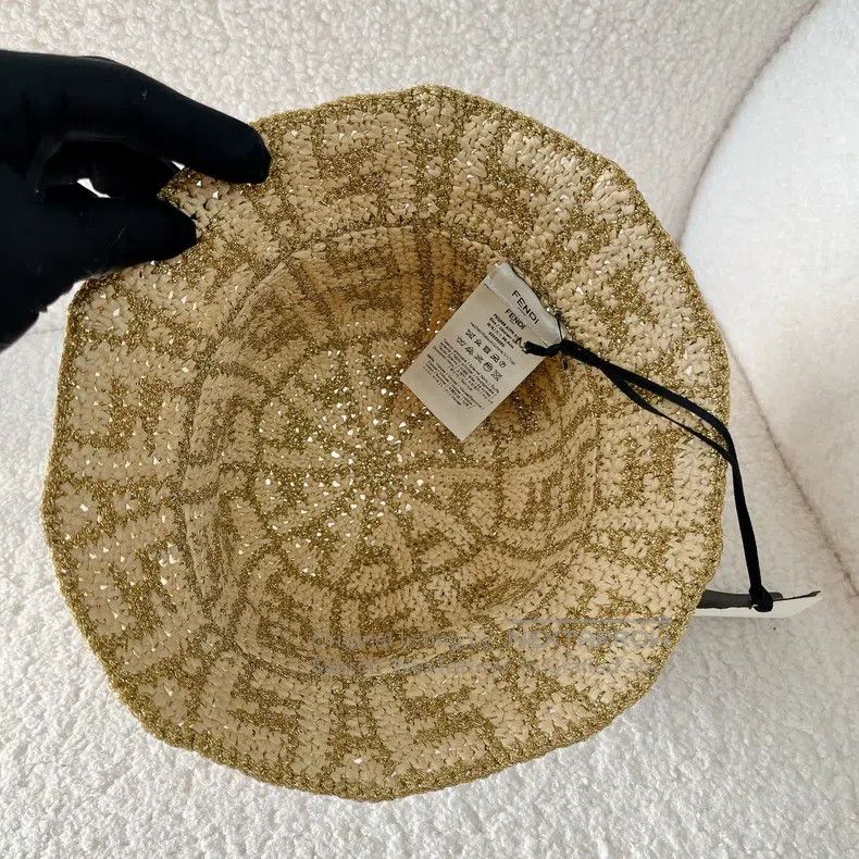 Fendi Fendi size 58 Golden Woven Fisherman's Hat Size ONE SIZE - 6 Thumbnail