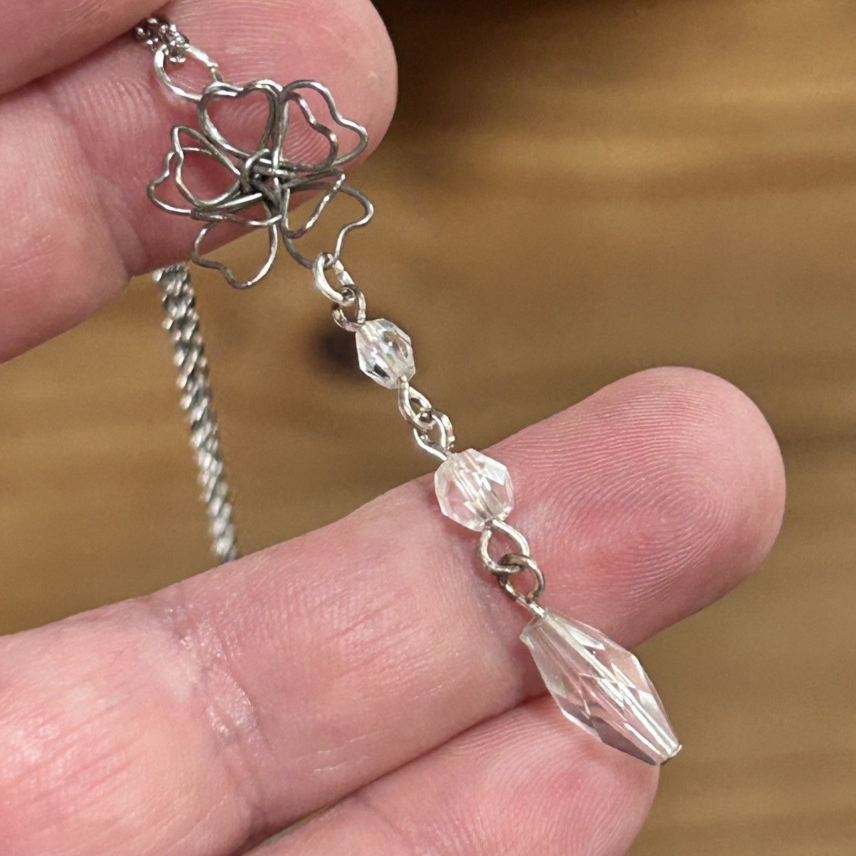 Handmade Handcrafted wired floral acrylic chandelier pendant necklace Size ONE SIZE - 5 Thumbnail