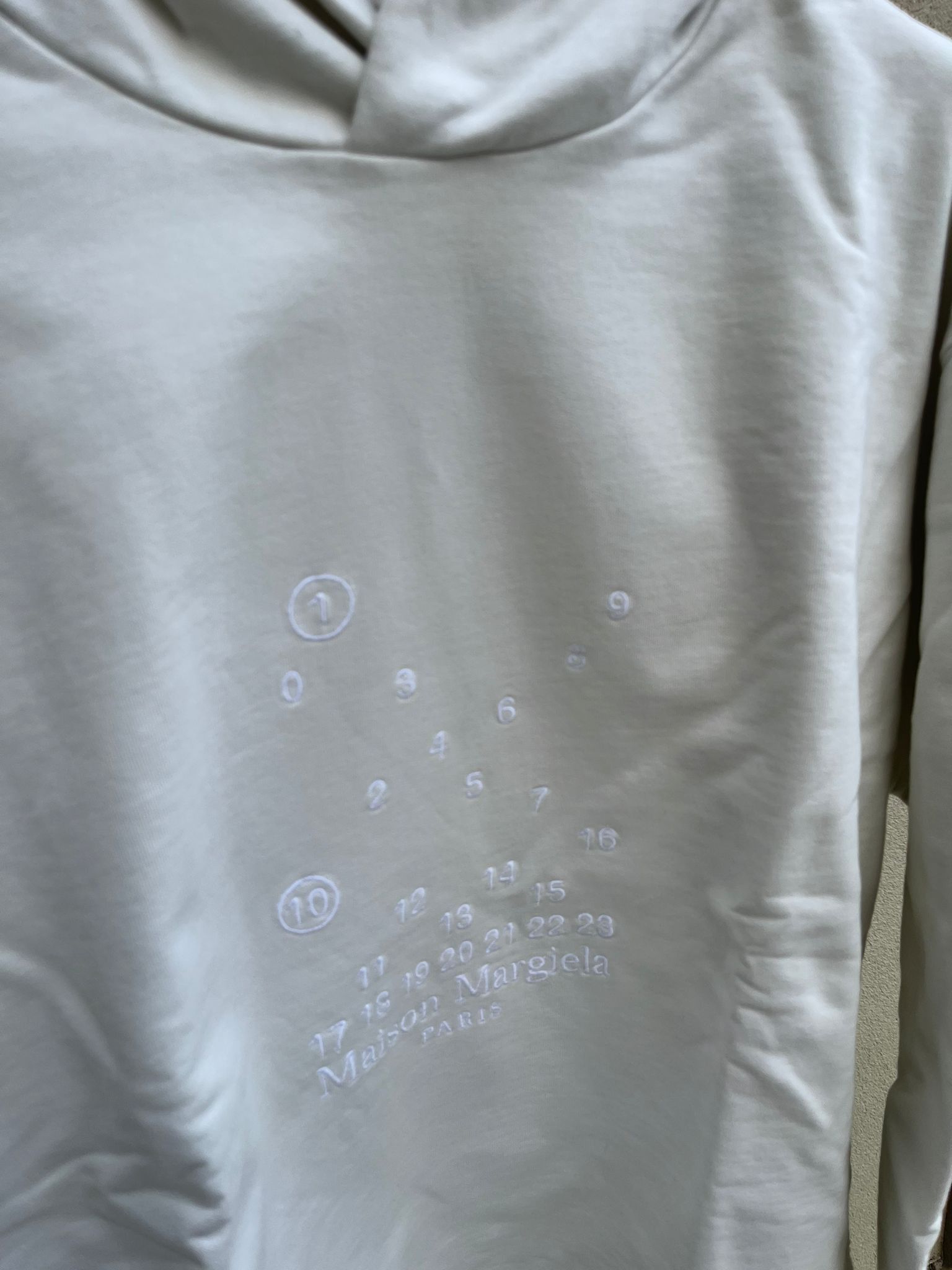 Maison Margiela Logo Embroidered Hoodie in White Size US XL / EU 56 / 4 - 5 Thumbnail