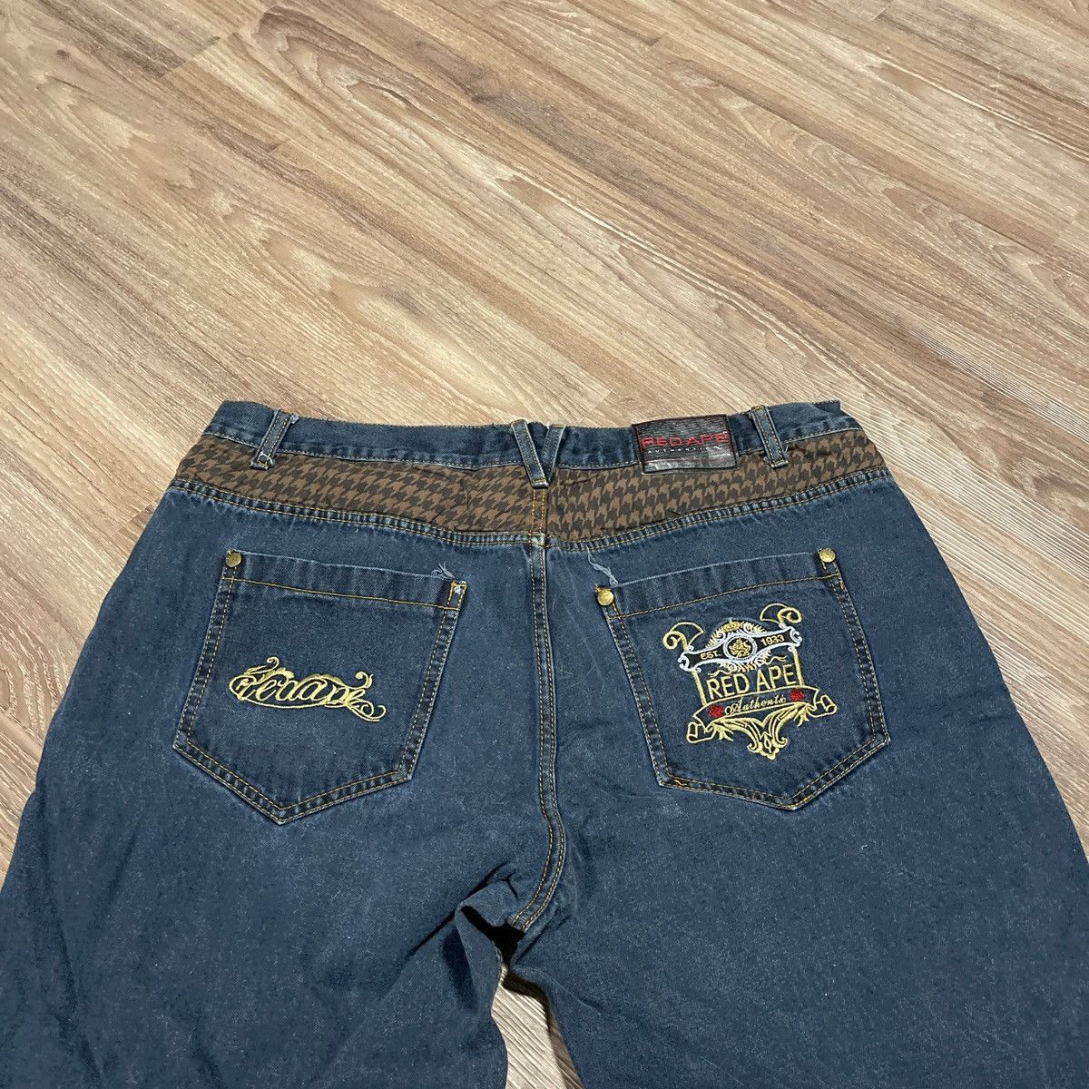 Japanese Brand × Vintage Vintage 90’s Red Ape Wide Leg Baggy Dark Wash Denim Size US 42 / EU 58 - 3 Thumbnail