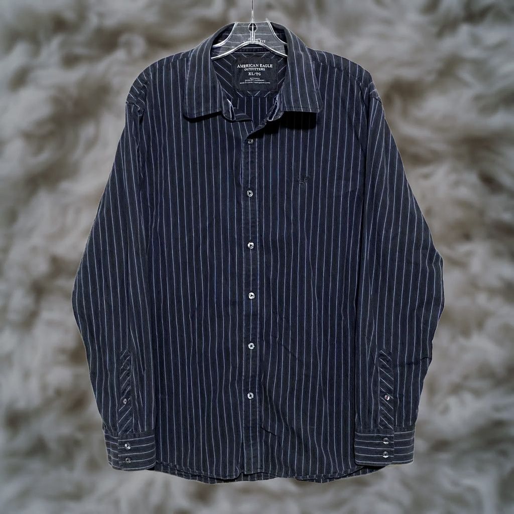American Eagle Outfitters VINTAGE American Eagle Se wn Logo Premium Vintage Fit Button Shirt Mens XL Striped Y2K Size US XL / EU 56 / 4 - 1 Thumbnail