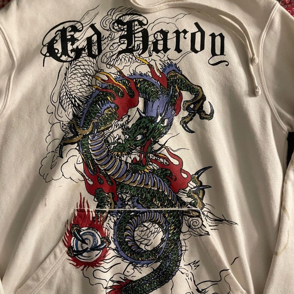 Ed Hardy Ed Hardy White Graphic Hoodie size M Size US M / EU 48-50 / 2 - 3 Thumbnail