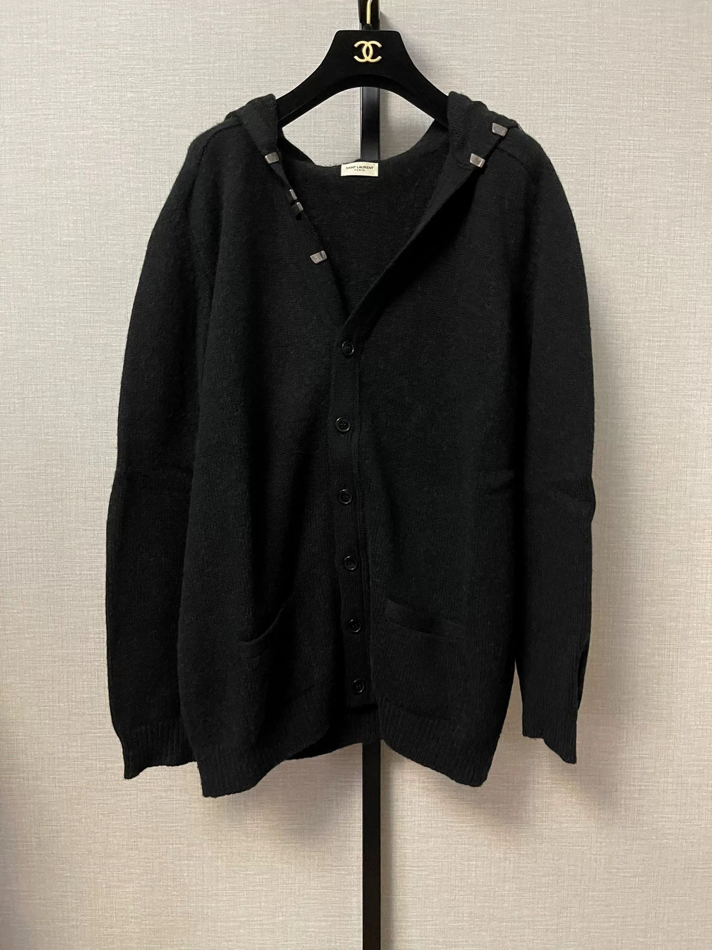 Saint Laurent Paris oversized black decorative cardigan sweater Size US M / EU 48-50 / 2 - 1 Thumbnail