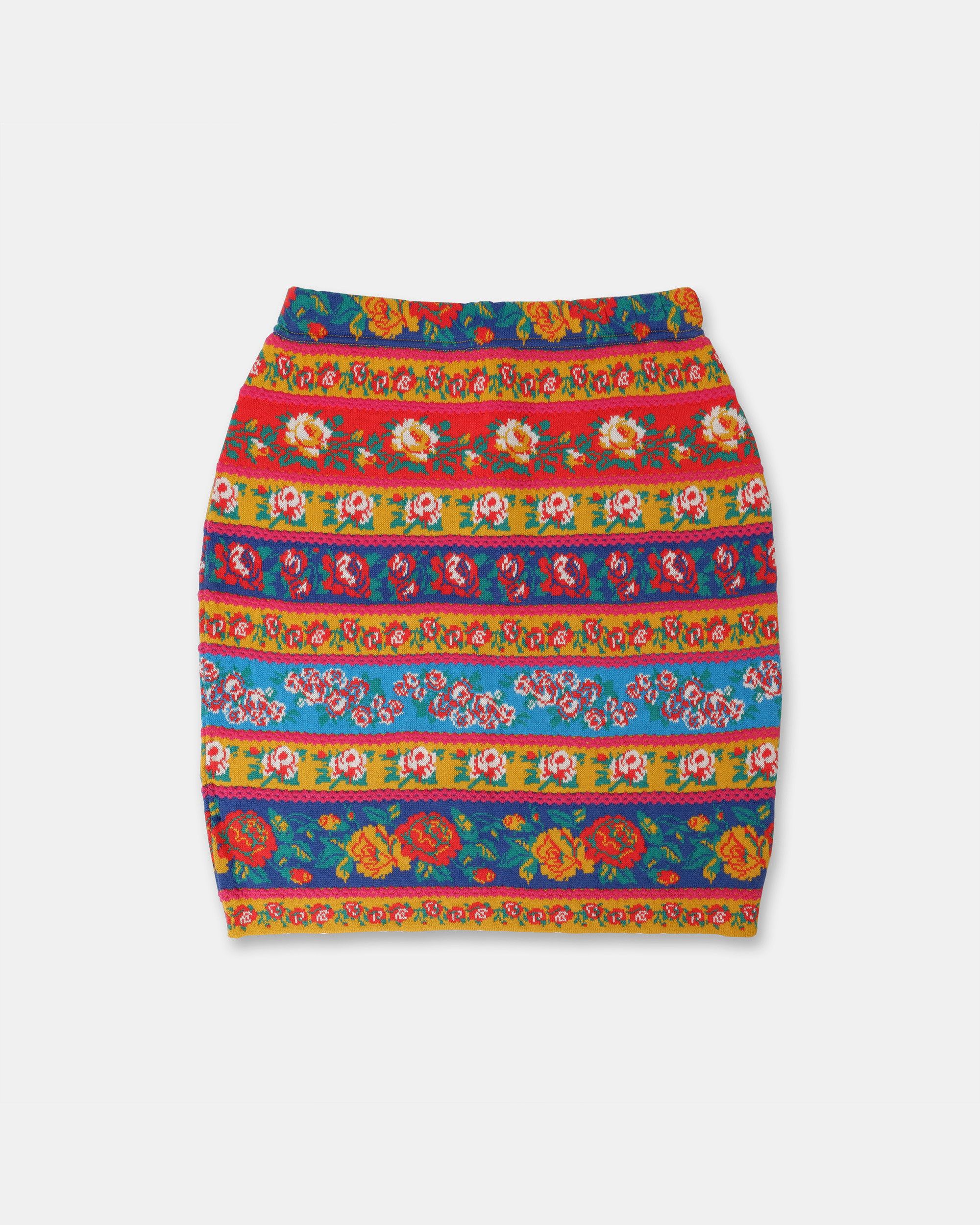 Kenzo 1990s Knit Floral Skirt Size 26" / US 2 / IT 38 - 1 Thumbnail