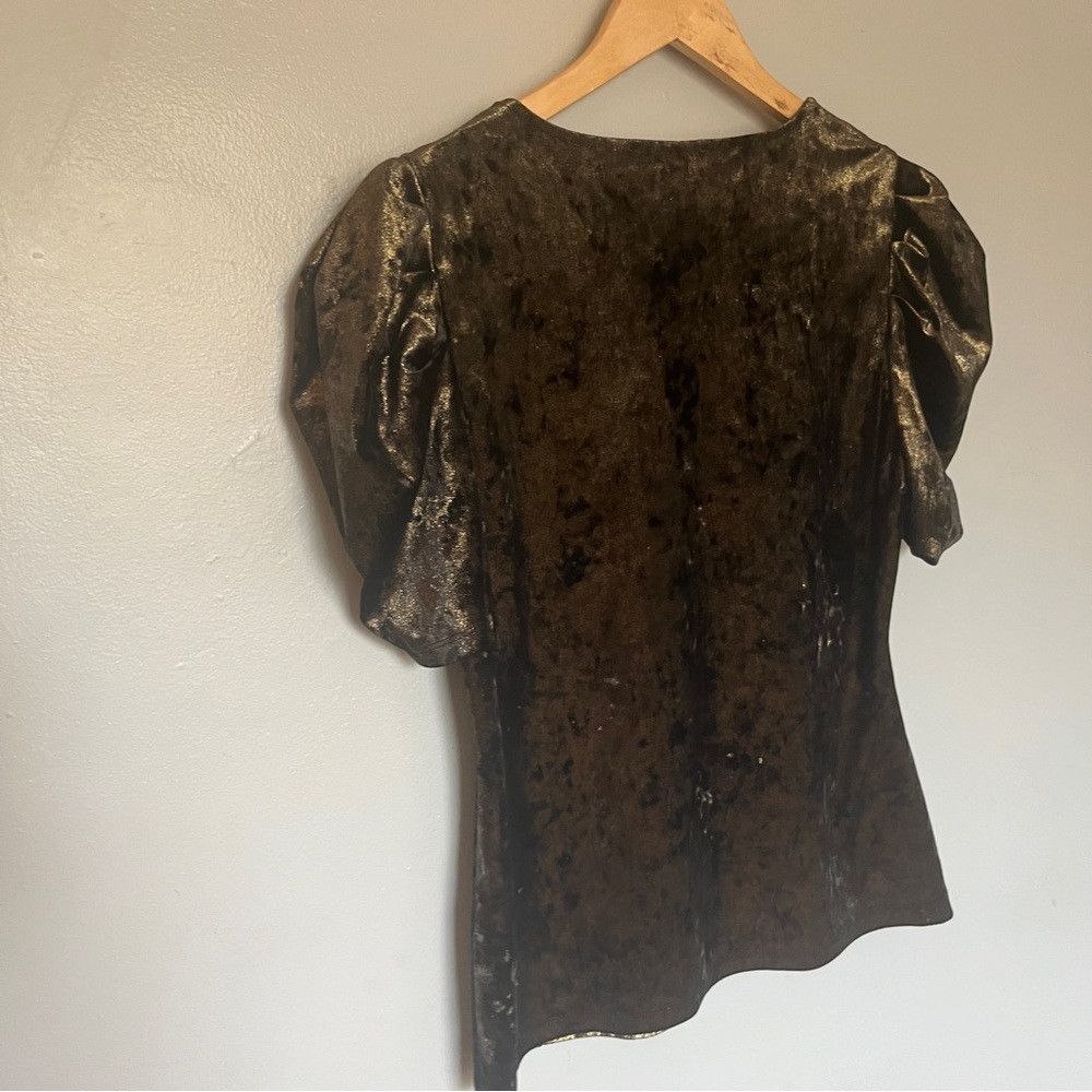 Designer INC International Women's Velvet Top Gold Black Medium Size M / US 6-8 / IT 42-44 - 5 Thumbnail