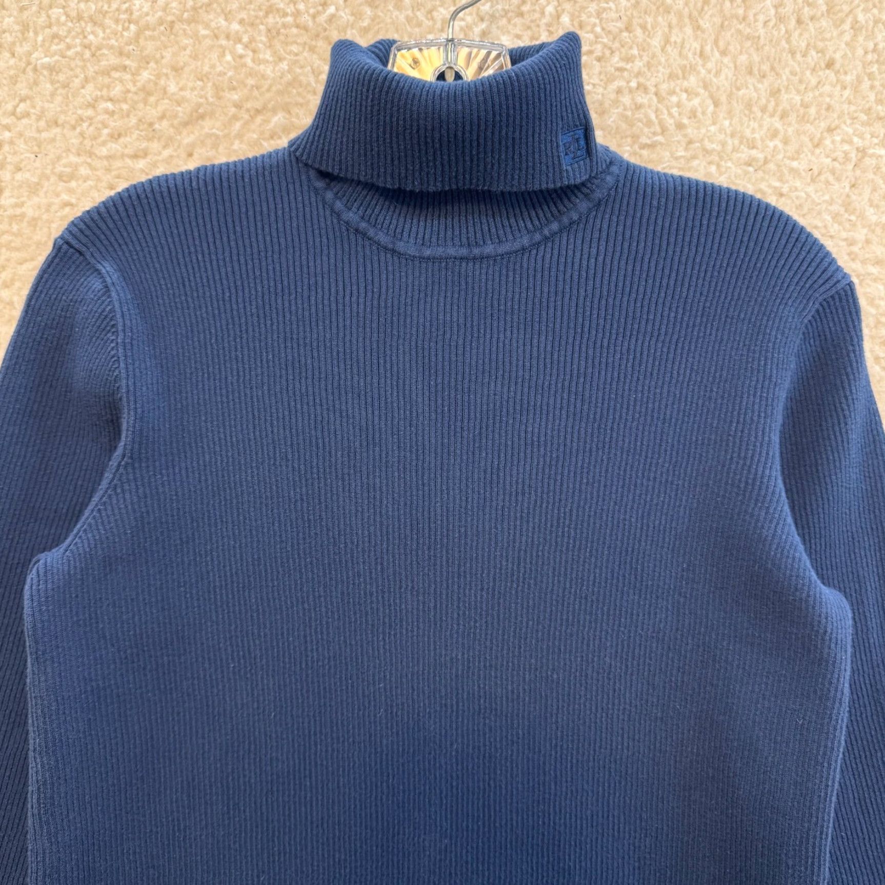 Ralph Lauren VINTAGE Lauren Ralph Lauren Turtleneck Sweater XL Large Blue Rib Knit Logo Mens? Womens? Size XL / US 12-14 / IT 48-50 - 3 Thumbnail