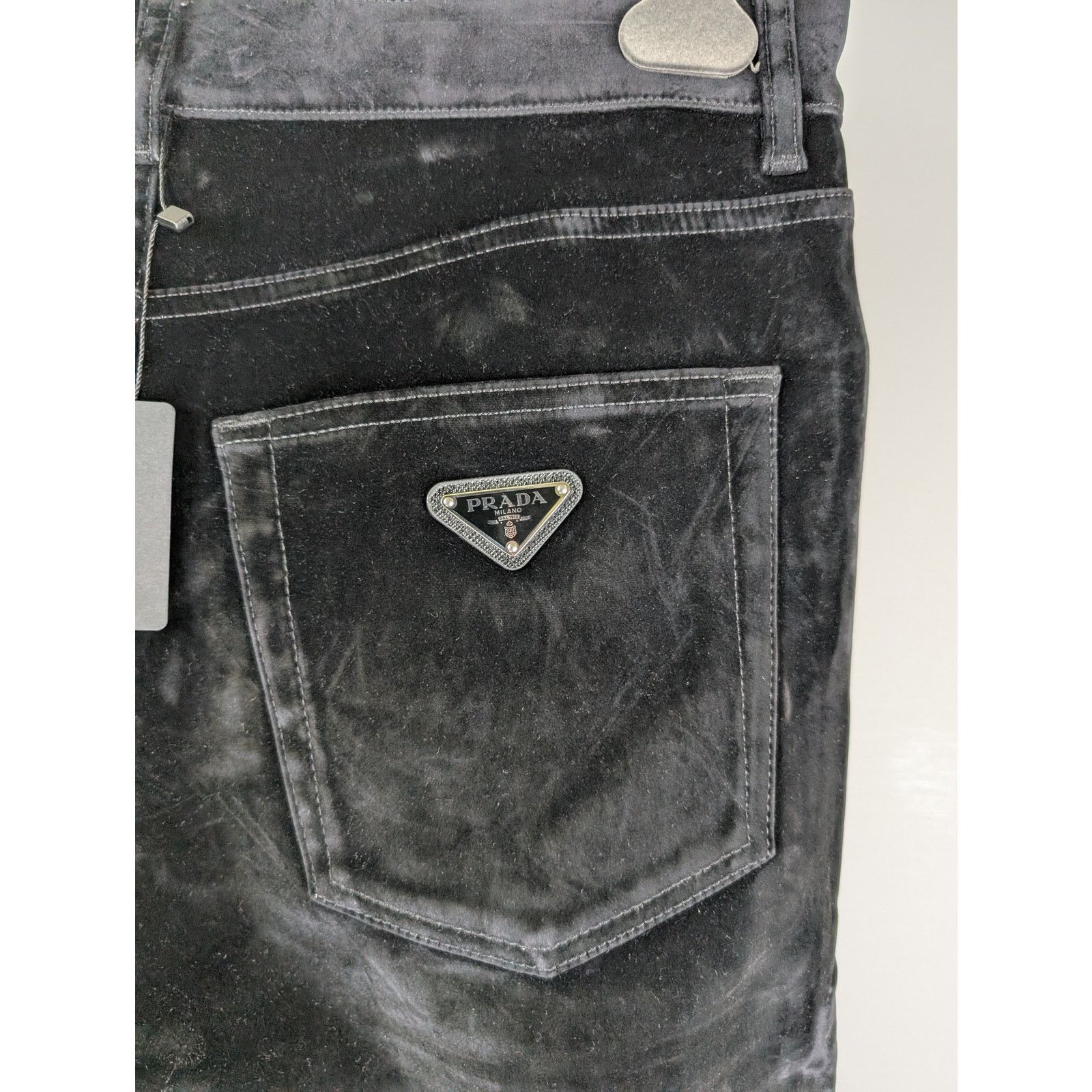 Prada o1rshd1 Velvet Denim Jean Pants in Nero Size US 32 / EU 48 - 13 Thumbnail