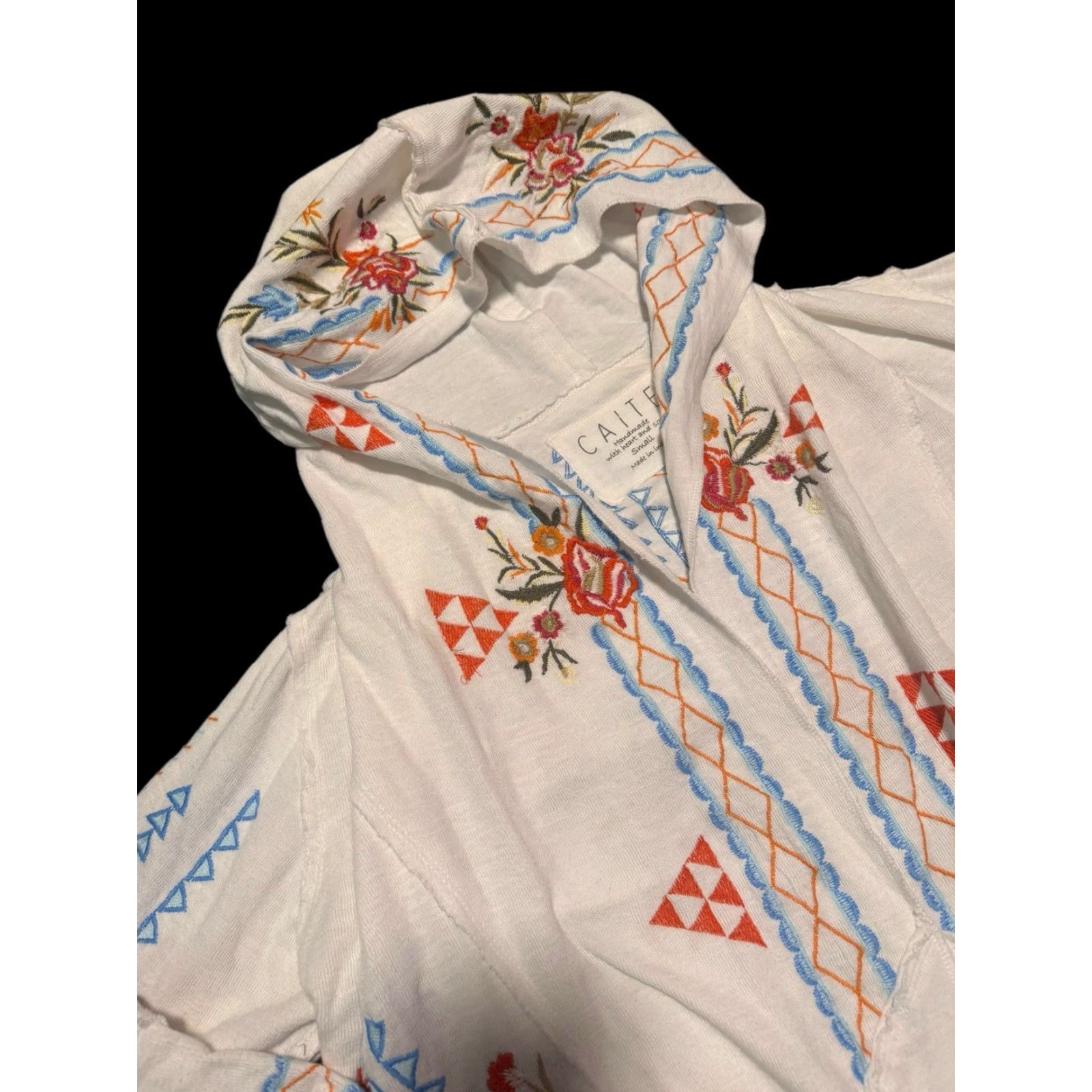 Akira Caite Kira Jacket Embroidered Open Hoodie Size Small Womens Hoodie Casual Lightweight Open Front Embroidered 100% Cotton White S Size S / US 4 / IT 40 - 6 Thumbnail