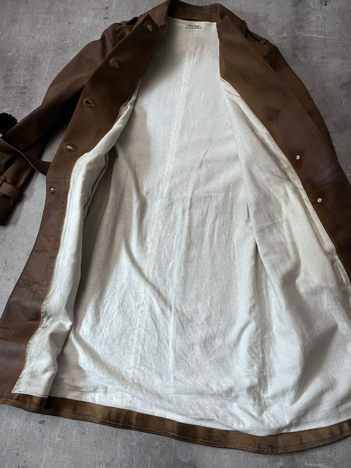 Miu Miu Miu Miu vintage sude leather brown trench coat rare Size L / US 10 / IT 46 - 17 Thumbnail
