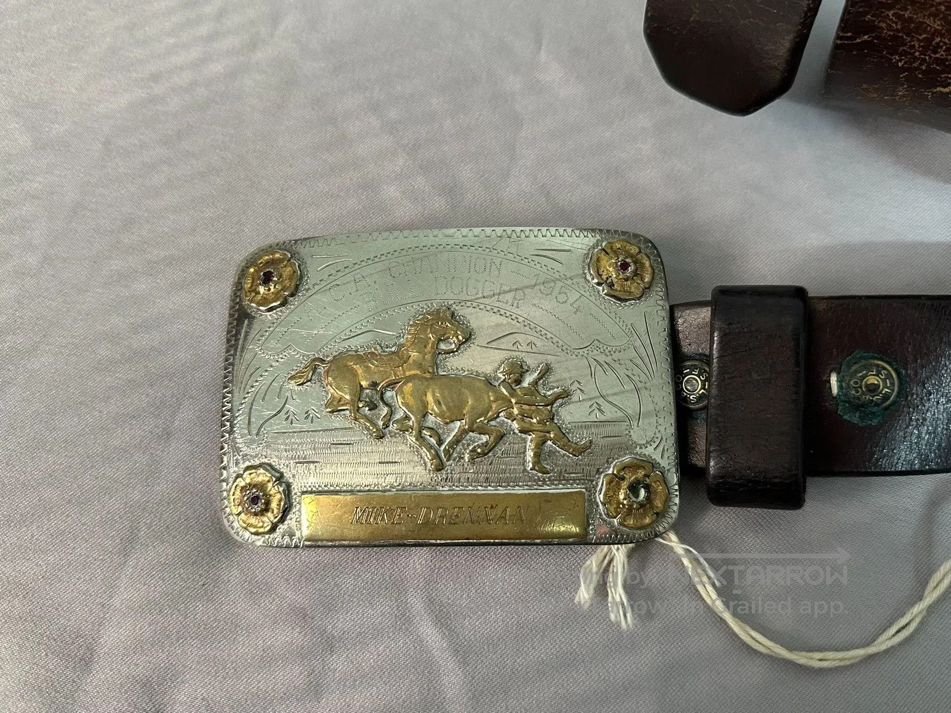 RRL Ralph Lauren RRL RL Vintage Western Silver Buckle Belt. Size ONE SIZE - 3 Thumbnail