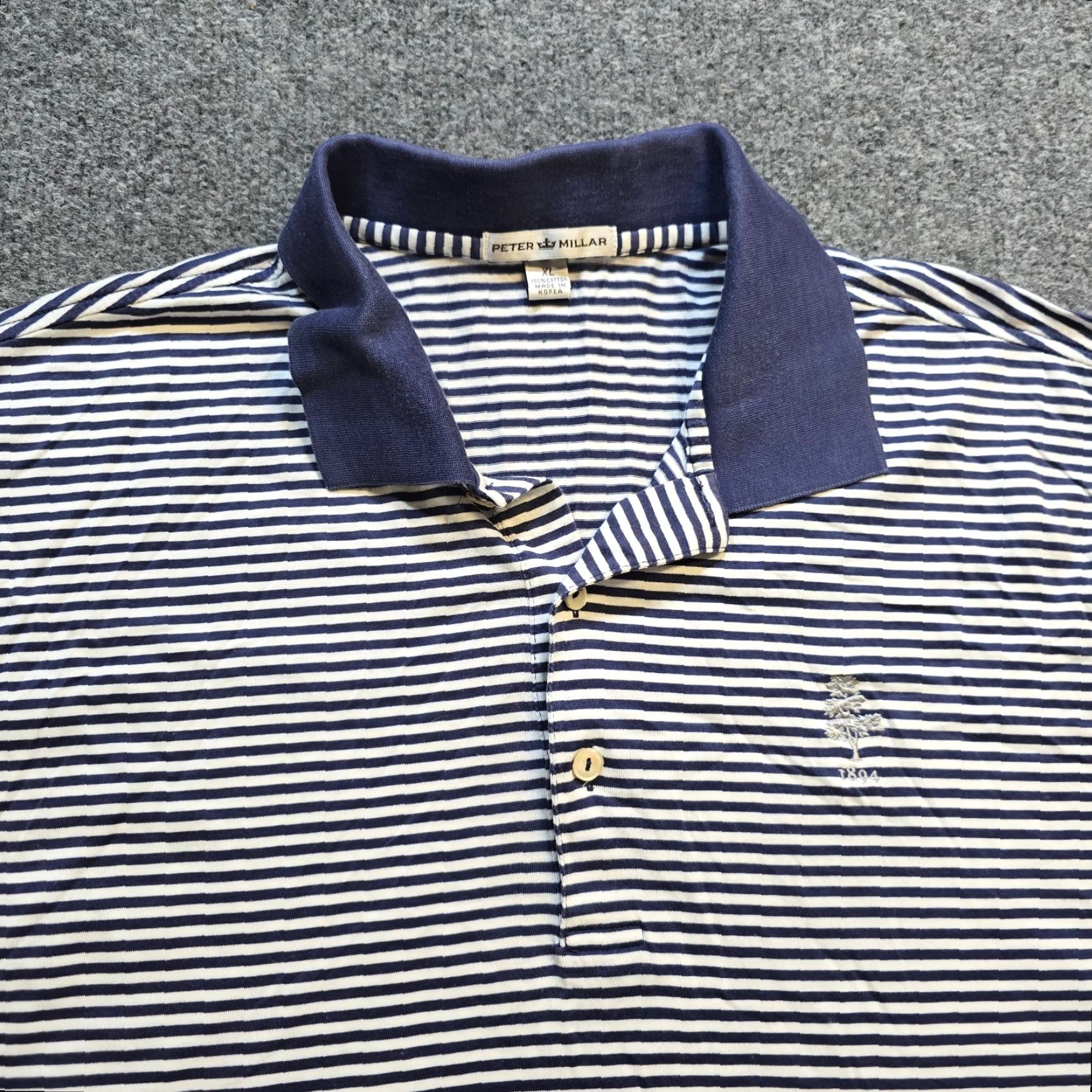 Peter Millar Peter Millar Shirt Mens XL Blue Stripe Short Sleeve Polo Golf Casual Size US XL / EU 56 / 4 - 2 Thumbnail