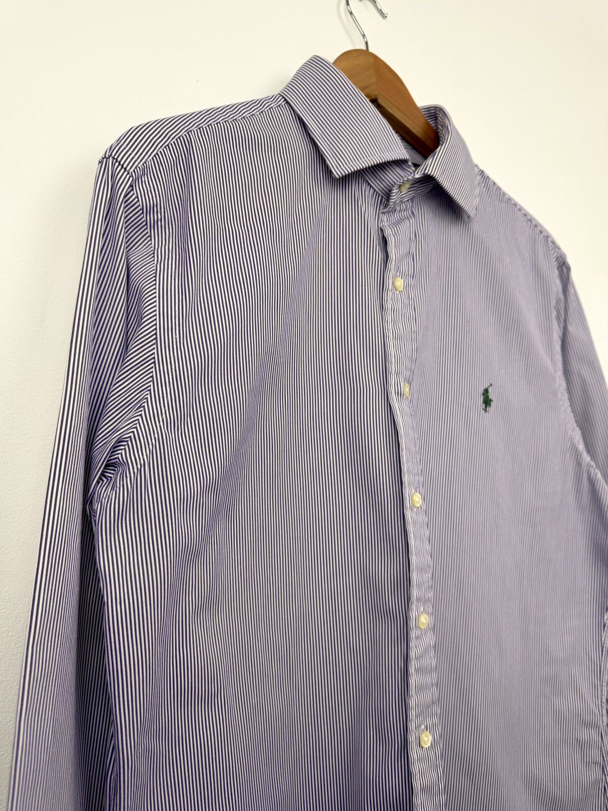 Polo Ralph Lauren Polo Ralph Lauren Men Striped Cotton Shirt Purple Size 16 M Size US M / EU 48-50 / 2 - 3 Thumbnail