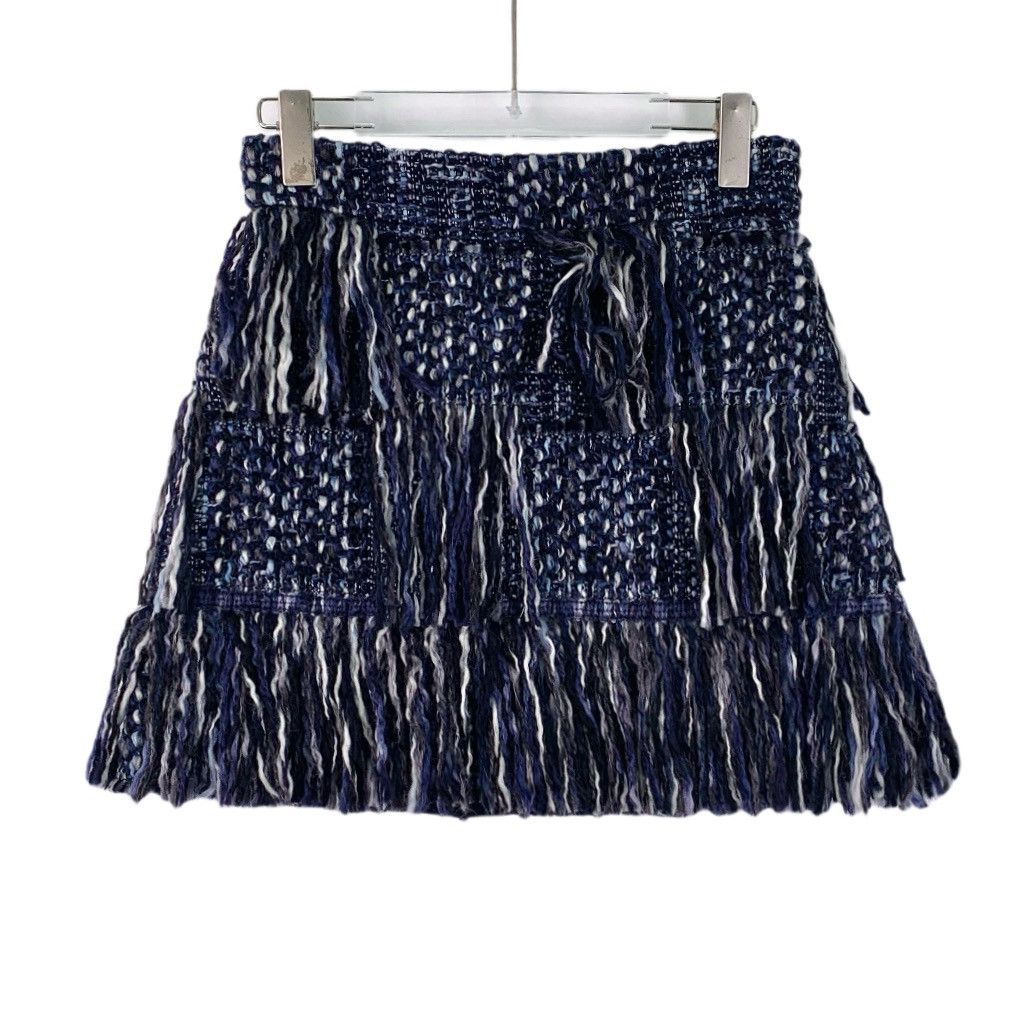 Dior Dior Blue Wool Knit Fringe Halter Skirt Size 26" / US 2 / IT 38 - 1 Thumbnail