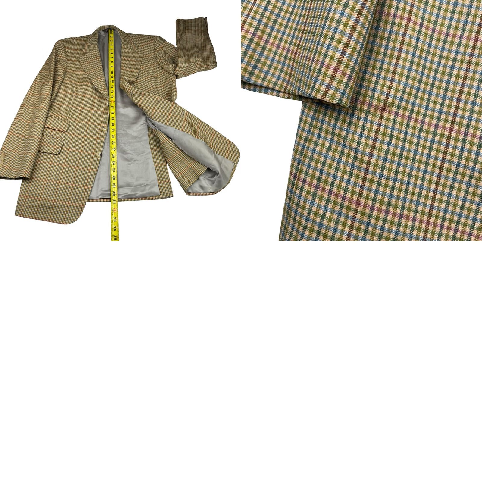 Paul Stuart Paul Stuart Mens Blazer Beige Plaid - 40L Jacket Size 40R - 9 Thumbnail