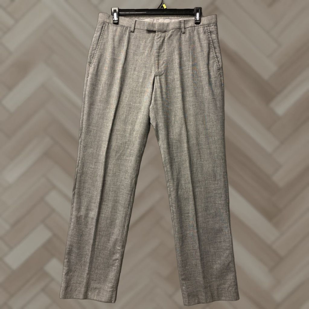 Banana Republic Banana Republic Dress Pants Mens 34 Regular Gray Cotton Wool Solid Straight Front Zip Button Pockets Classic City College 90s (if applicable) Mens Size US 34 / EU 50 - 1 Thumbnail