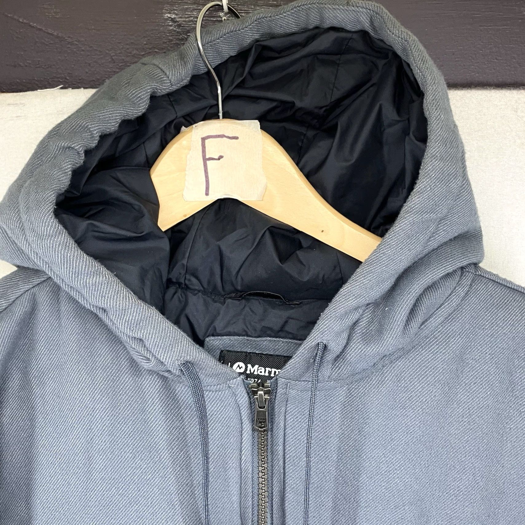 Marmot Marmot Mens Hoodie Large Full Zip Quilt Lined Light Blue Snap Button Size US L / EU 52-54 / 3 - 6 Thumbnail