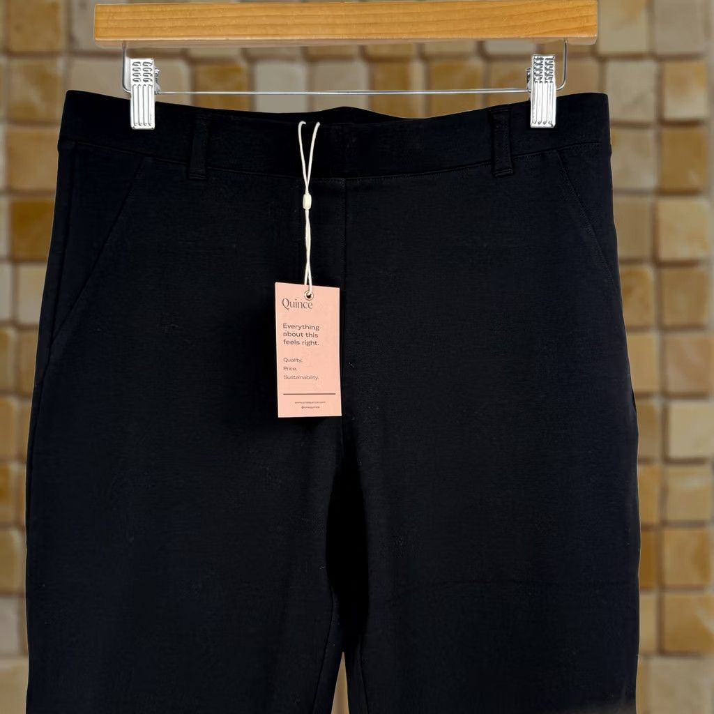 Quince Quince Womens Petite Black Ultra Stretch Ponte Pants Straight Leg NWT Size 32" / US 10 / IT 46 - 1 Thumbnail