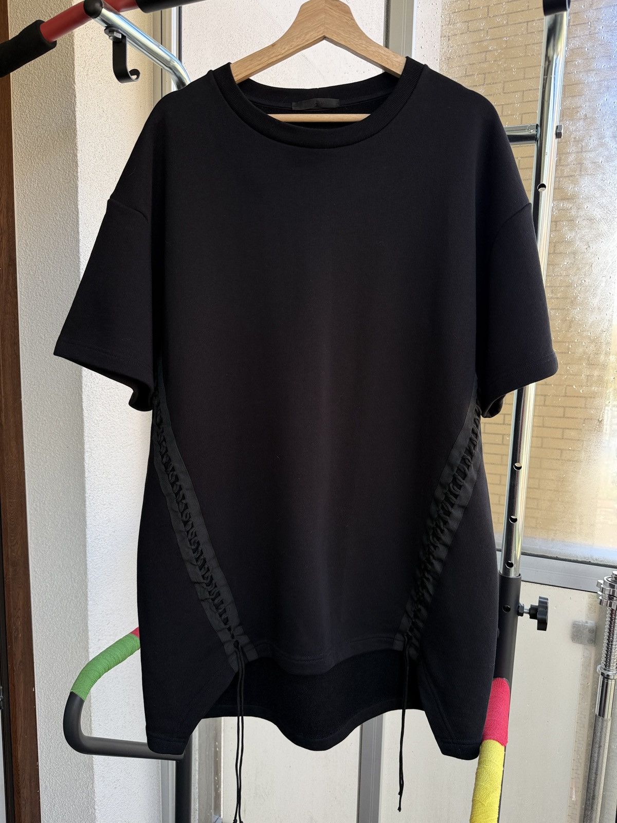 Helmut Lang Helmut Lang Black French Terry Laced T-Shirt Size US L / EU 52-54 / 3 - 1 Thumbnail
