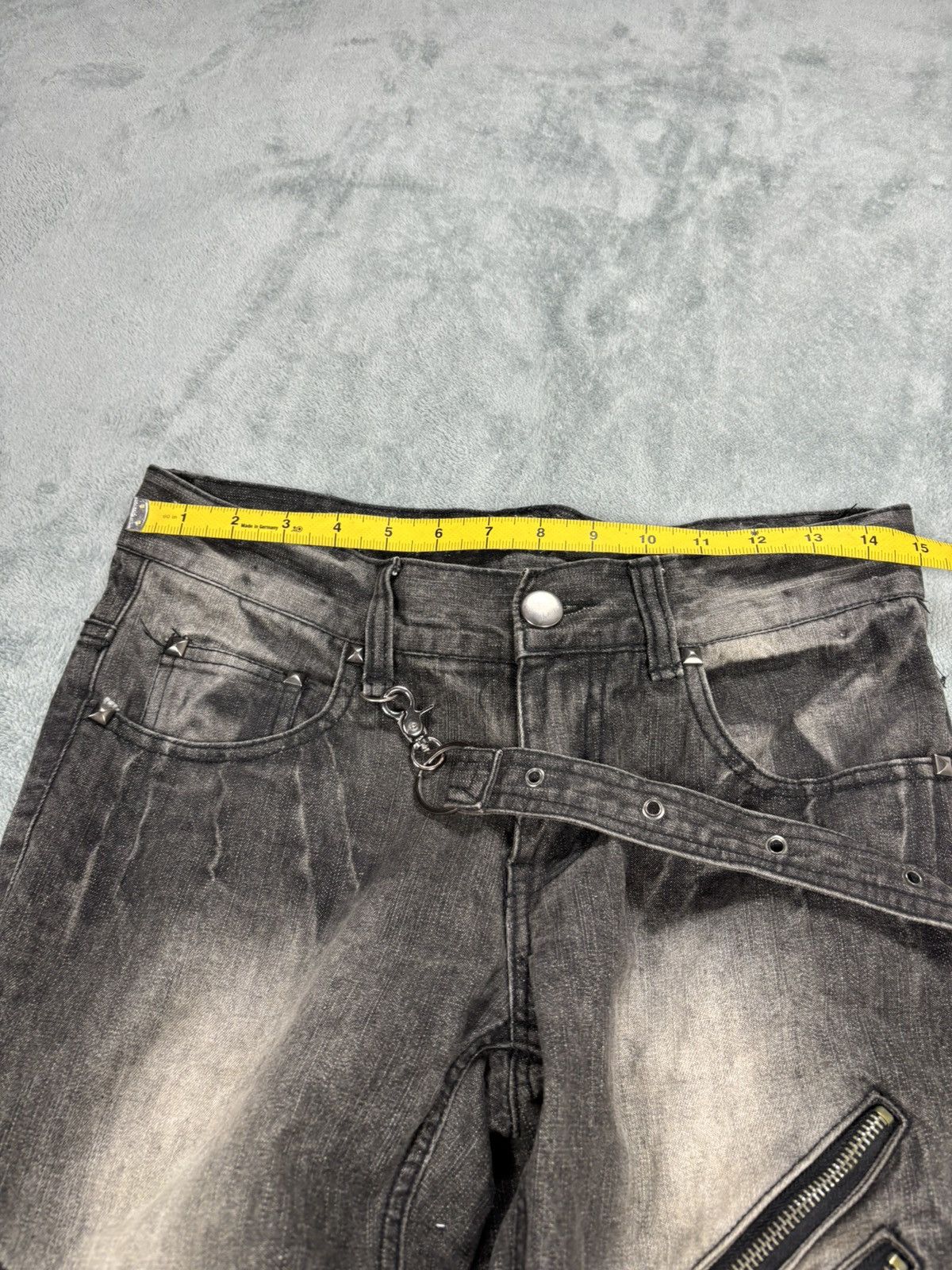 14th Addiction Black Boccaro Bondage Distressed Flared Jeans S0222 Size US 29 - 16 Thumbnail