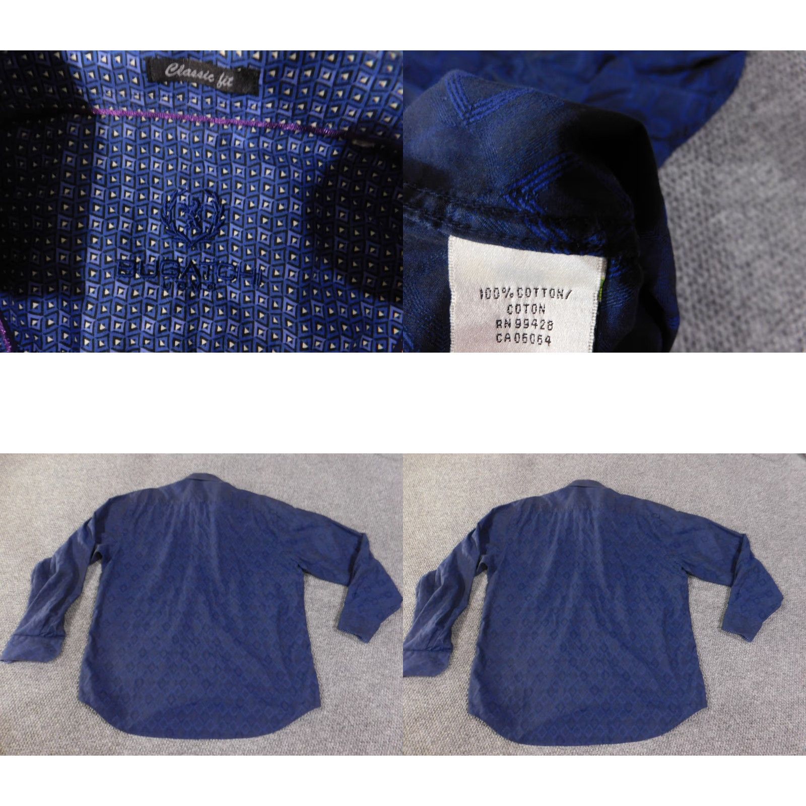 BUGATCHI Bugatchi Uomo Button-Up Shirt 2XL Blue Geometric Classic Fit Mens Long Sleeve Collared Button Down Casual Cotton Size US XXL / EU 58 / 5 - 8 Thumbnail