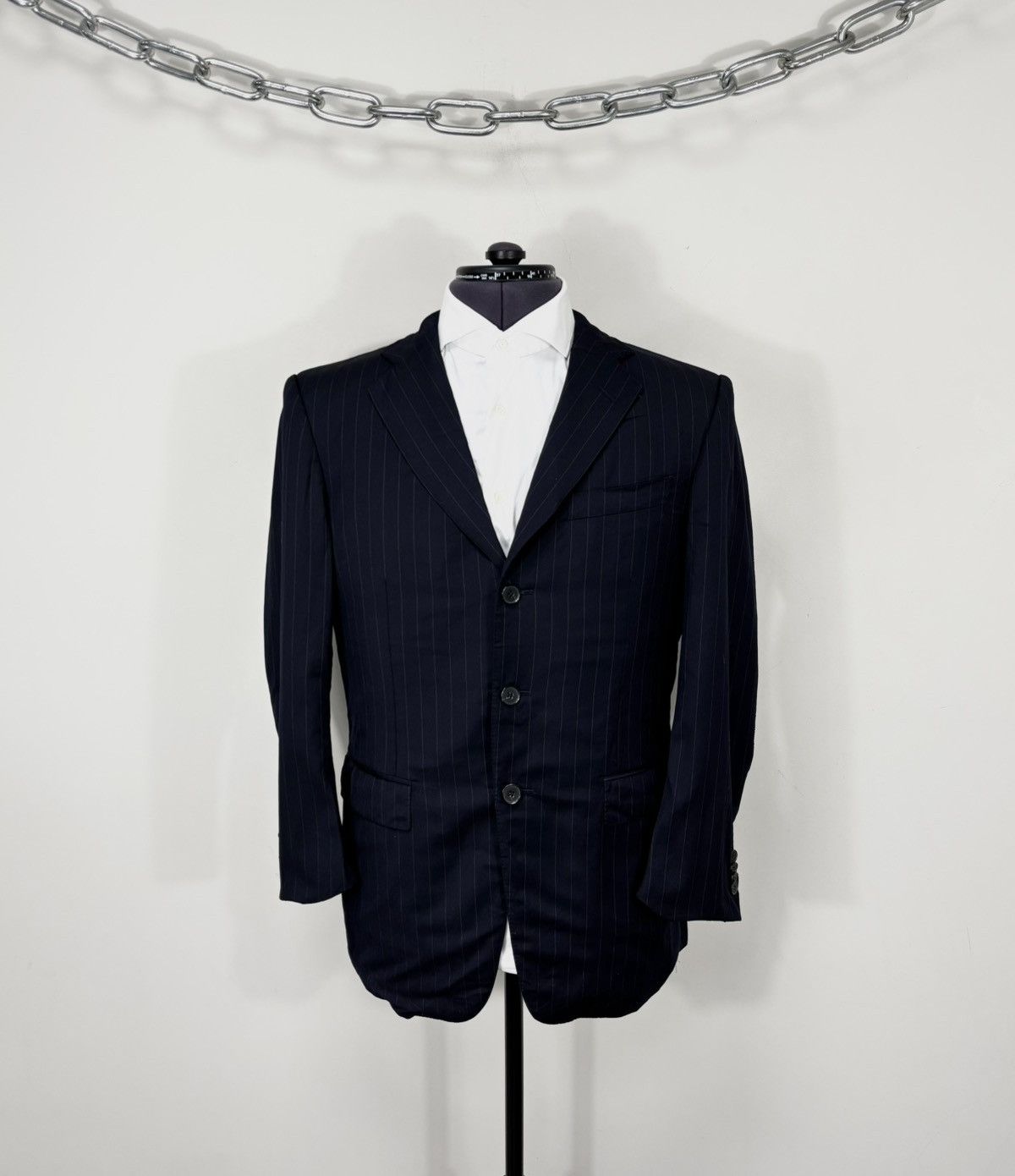 Ermenegildo Zegna Ermenegildo Zegna Men’s Navy Blue Striped Wool Blazer Jacket Size 36R - 1 Thumbnail