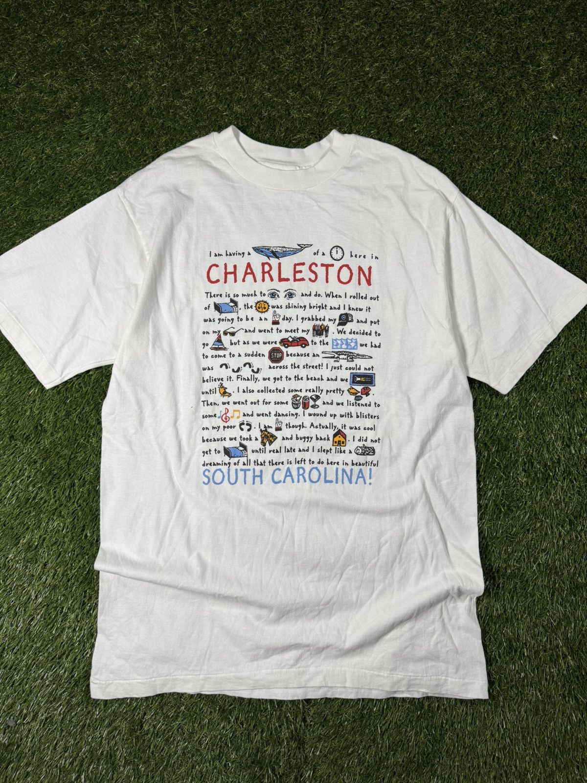 Vintage Vintage 90s Charleston Carolina Fishing Funny Graphic Tee Size US XL / EU 56 / 4 - 1 Thumbnail