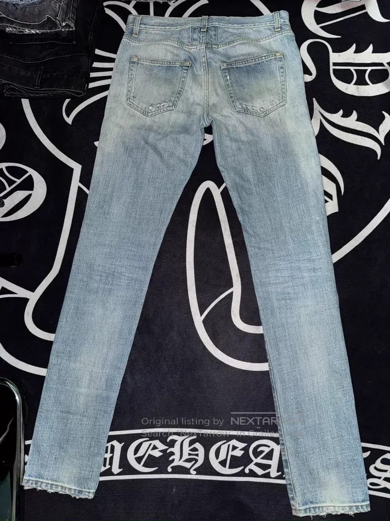 Saint Laurent Paris Saint Laurent Paris Classic Light Wash Cut-Out Ripped Slim Size US 29 - 2 Thumbnail