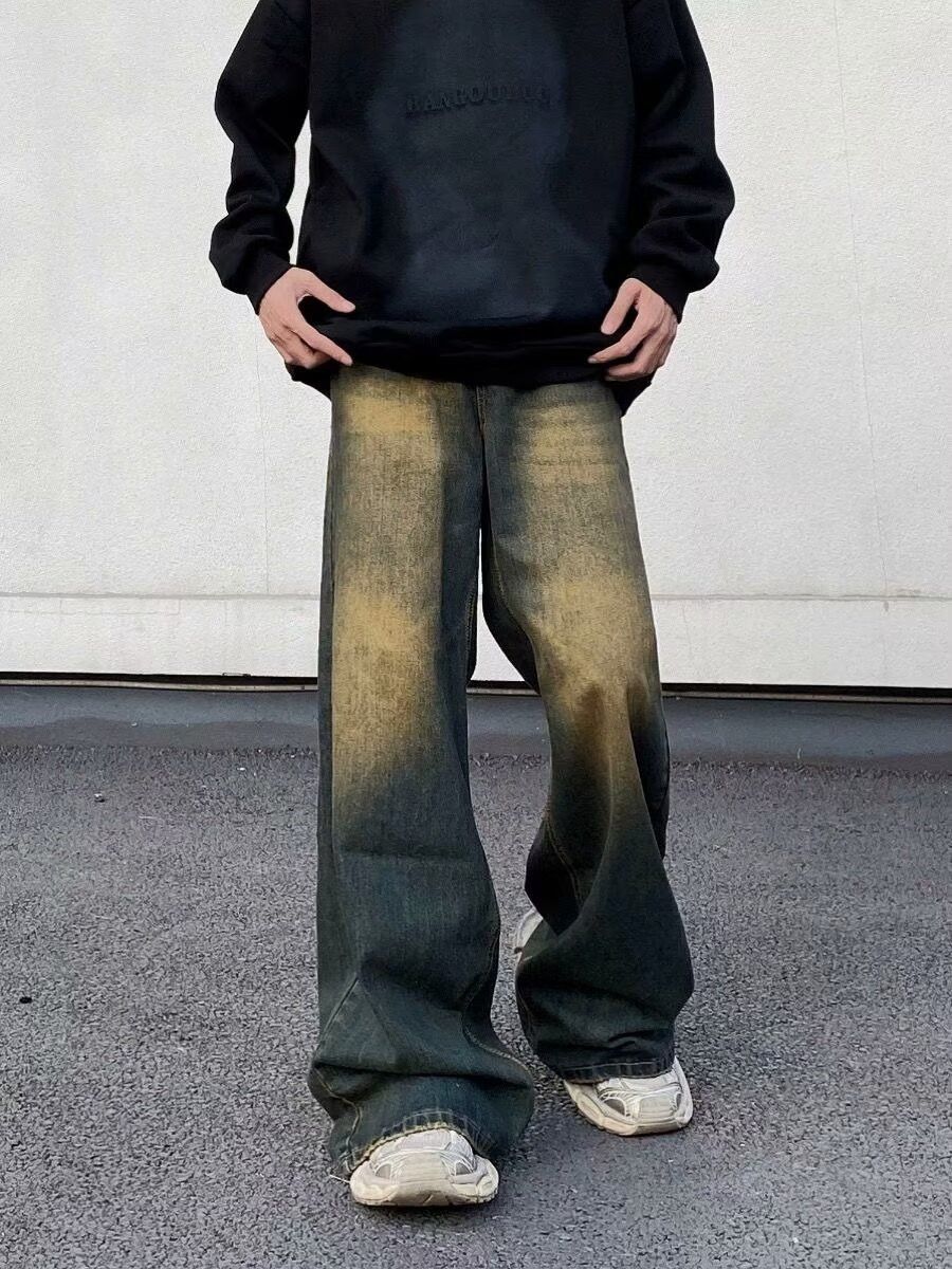 Japanese Brand Washed men's vintage high street workwear flared blue jeans Size US 32 / EU 48 - 2 Thumbnail