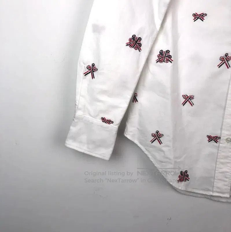 Thom Browne Thom Browne White Embroidered Long Sleeve Shirt . Size US S / EU 44-46 / 1 - 4 Thumbnail