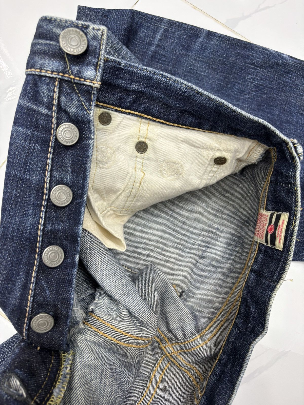 Momotaro Jeans Momotaro Selvedge Distressed Blue Denim Jeans Size US 34 / EU 50 - 16 Thumbnail