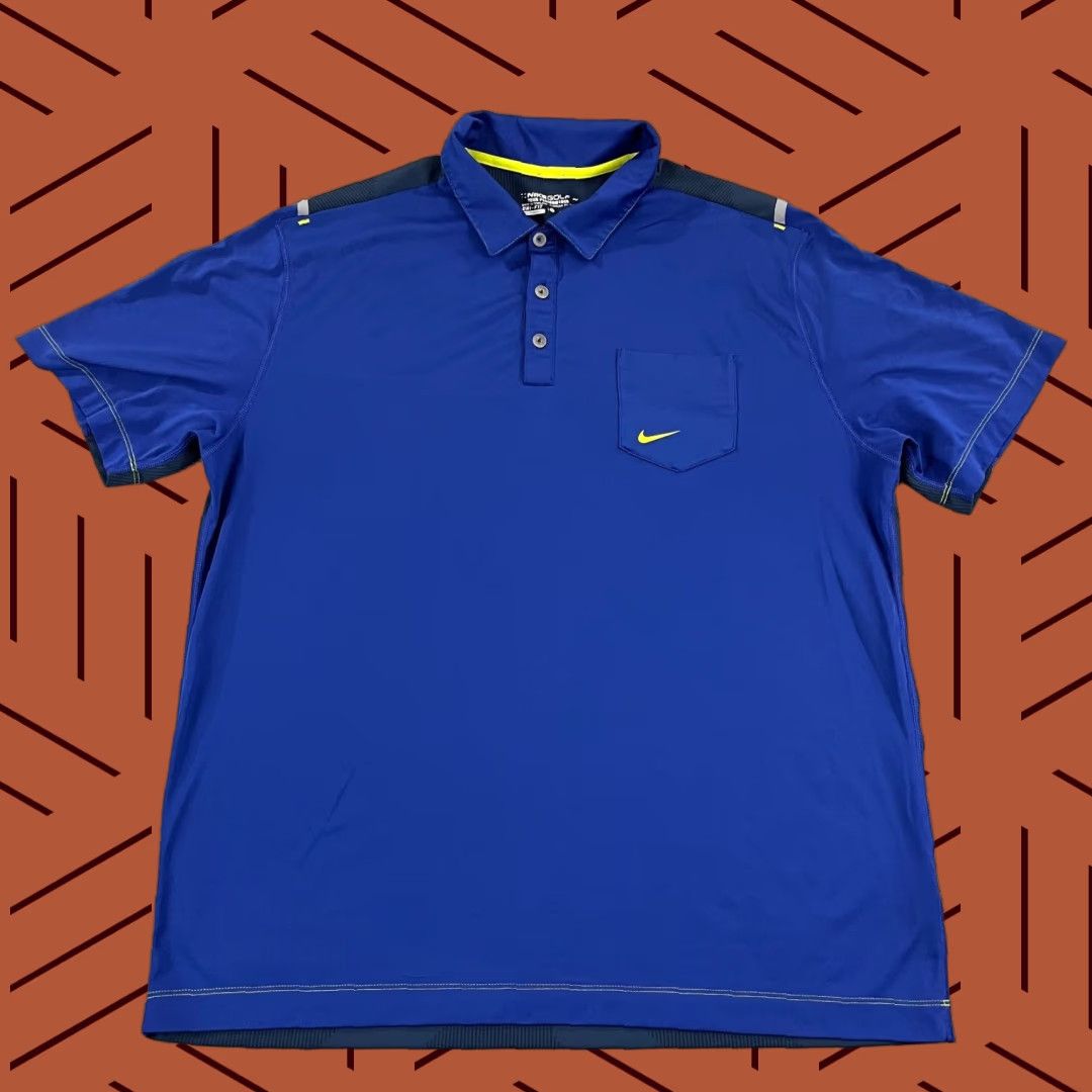 Nike VINTAGE Nike Polo Shirt Mens XL Blue Geometric Nike Tour Performance Golf Sport Size US XL / EU 56 / 4 - 1 Thumbnail