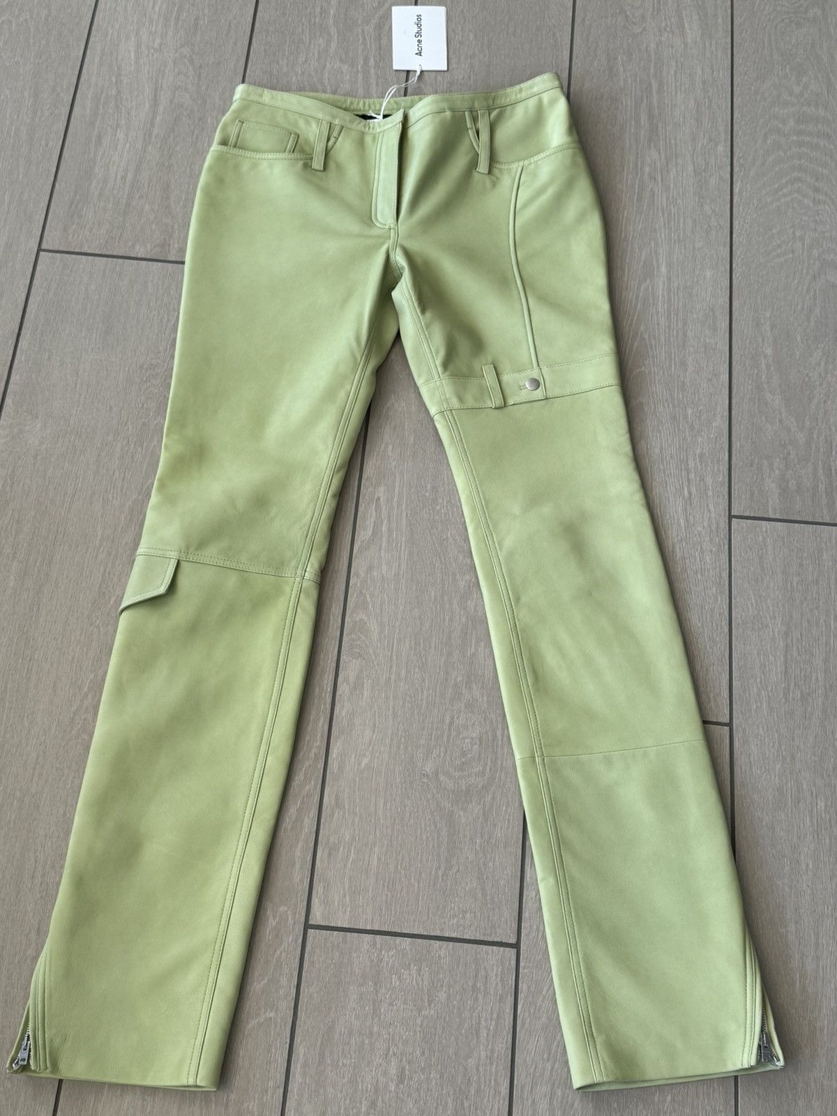 Acne Studios pistachio green leather pants size 38 IT