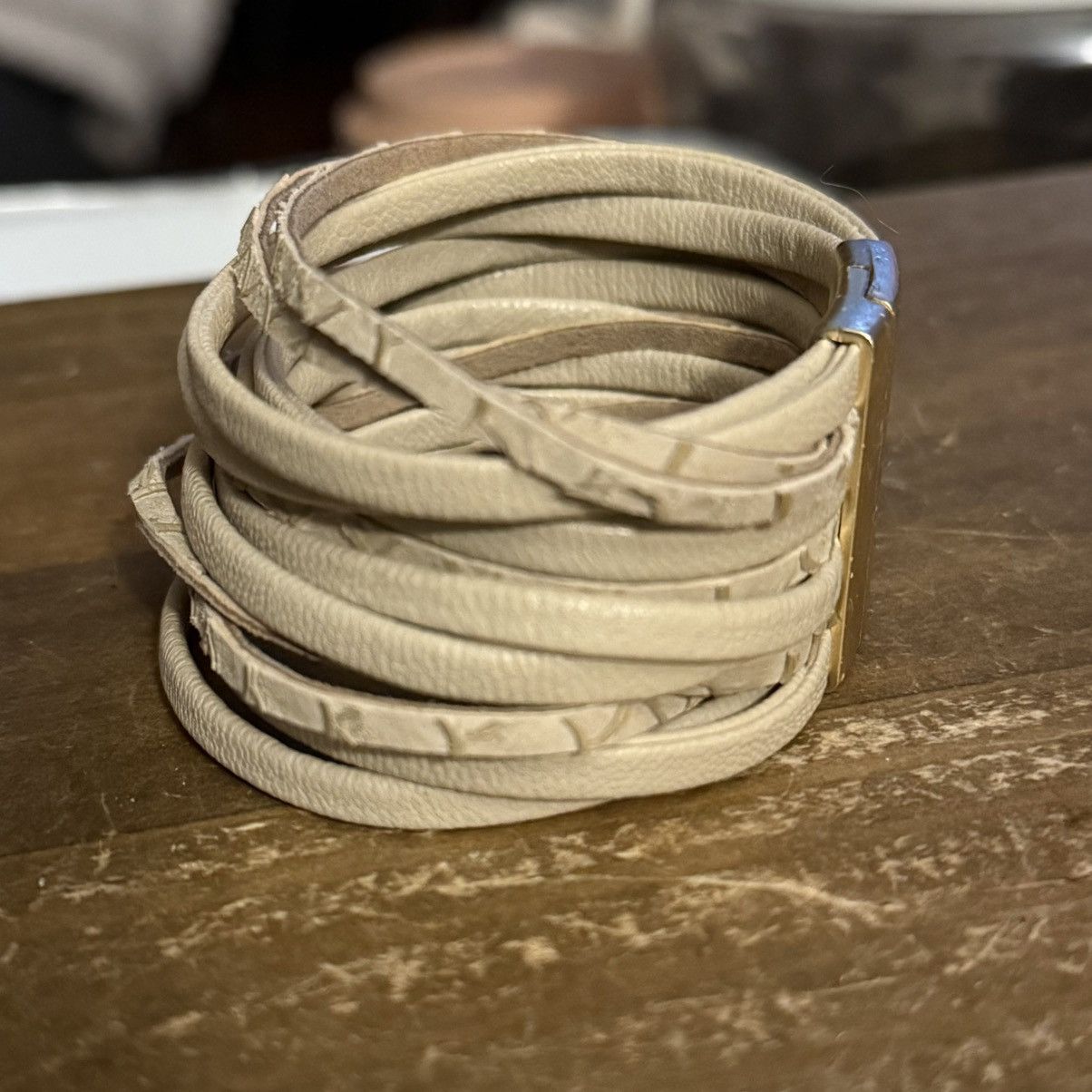 Other Beige multi strand leather strap band bracelet Size ONE SIZE - 5 Thumbnail