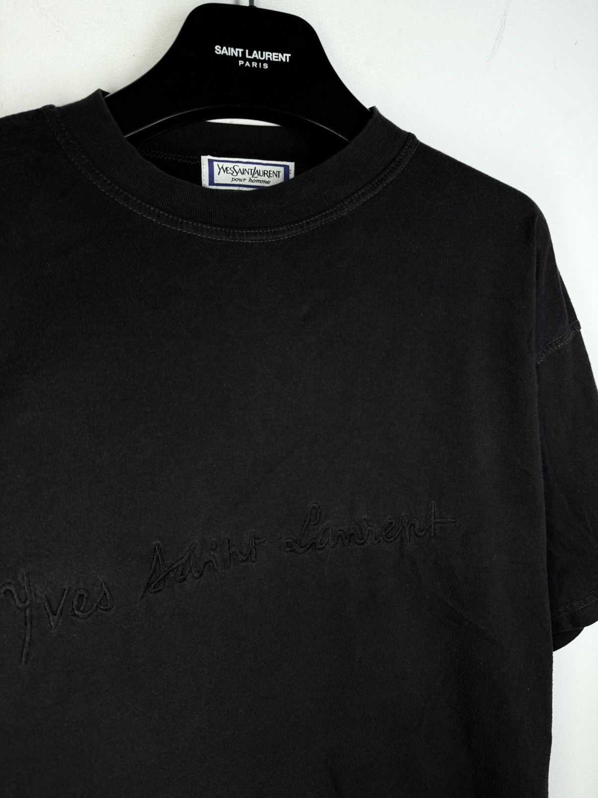 Yves Saint Laurent 90s YSL T-Shirt Big Logo Black Shirt Vintage Tee Size US M / EU 48-50 / 2 - 3 Thumbnail